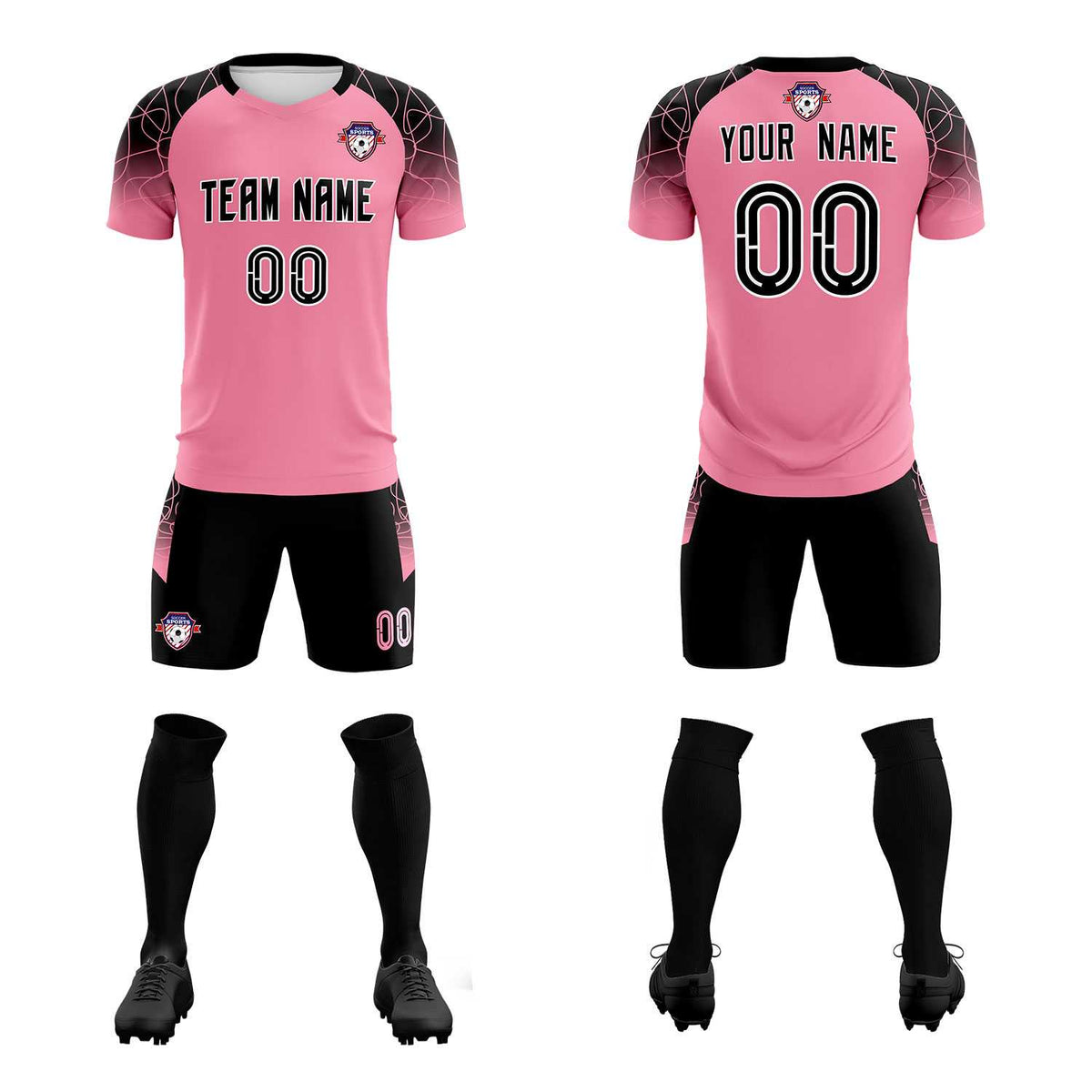 Custom Light Pink Classic Football Training Kit Jersey For Adults/Kids
