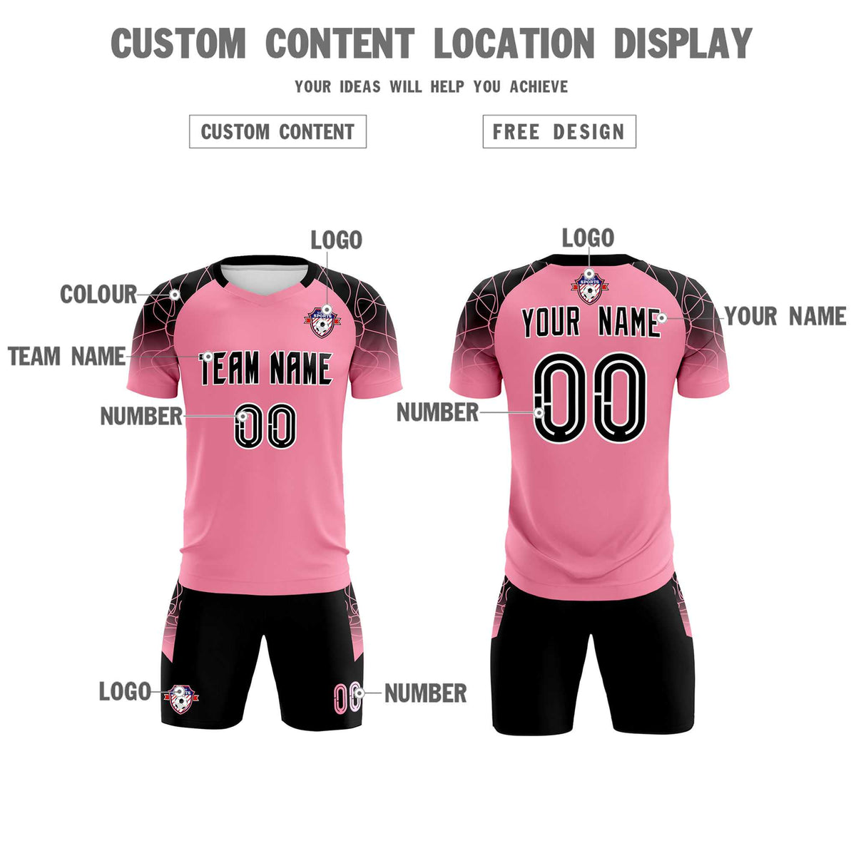 Custom Light Pink Classic Football Training Kit Jersey For Adults/Kids