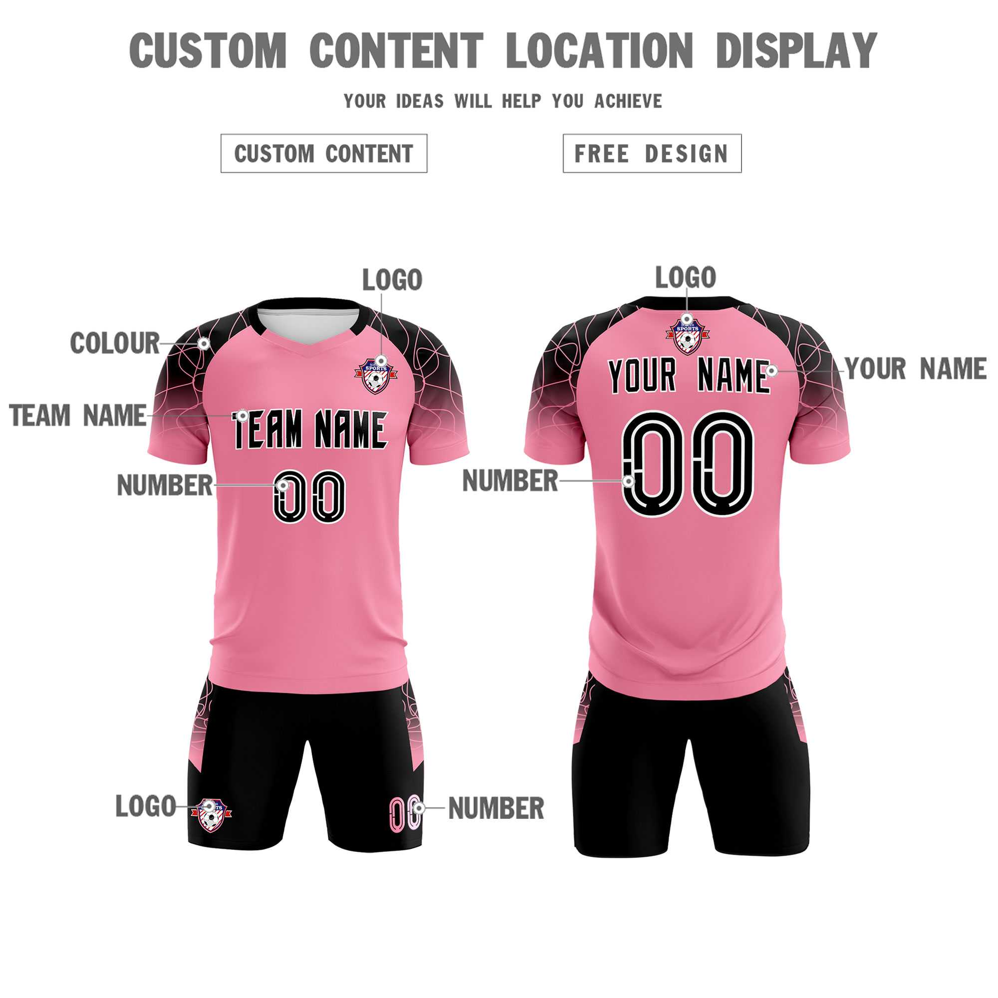 Custom Light Pink Classic Football Training Kit Jersey For Adults/Kids