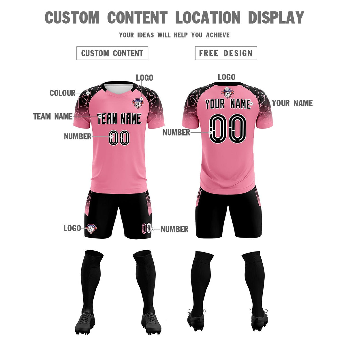 Custom Light Pink Classic Football Training Kit Jersey For Adults/Kids