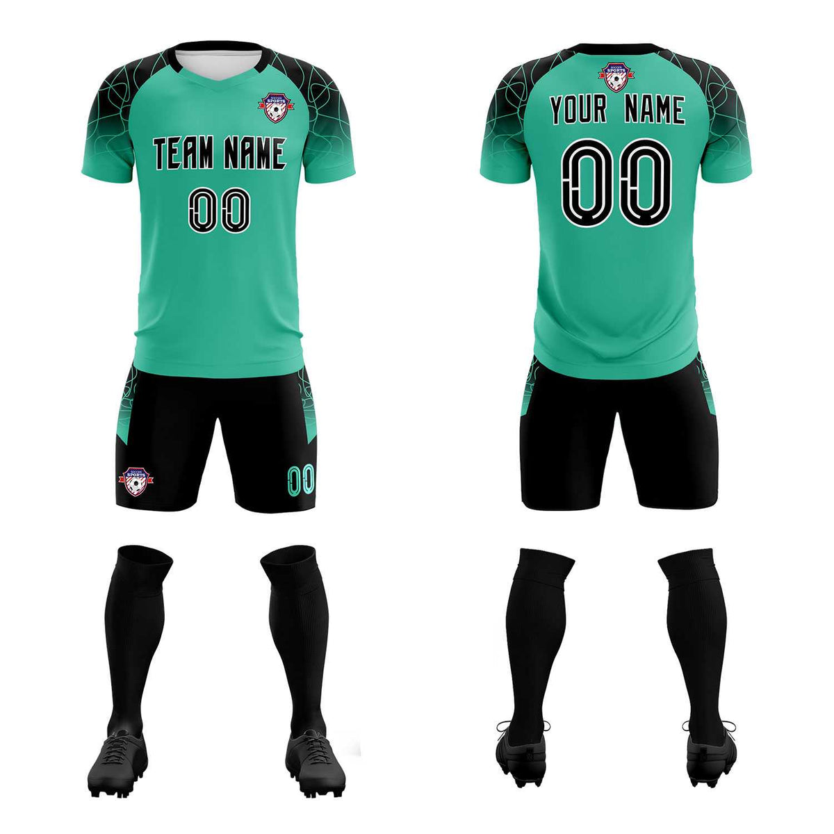 Custom Green Classic Football Training Kit Jersey For Adults/Kids