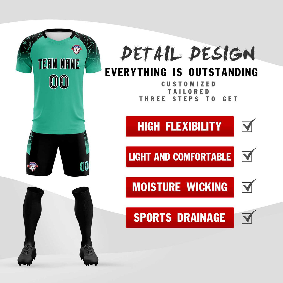 Custom Green Classic Football Training Kit Jersey For Adults/Kids