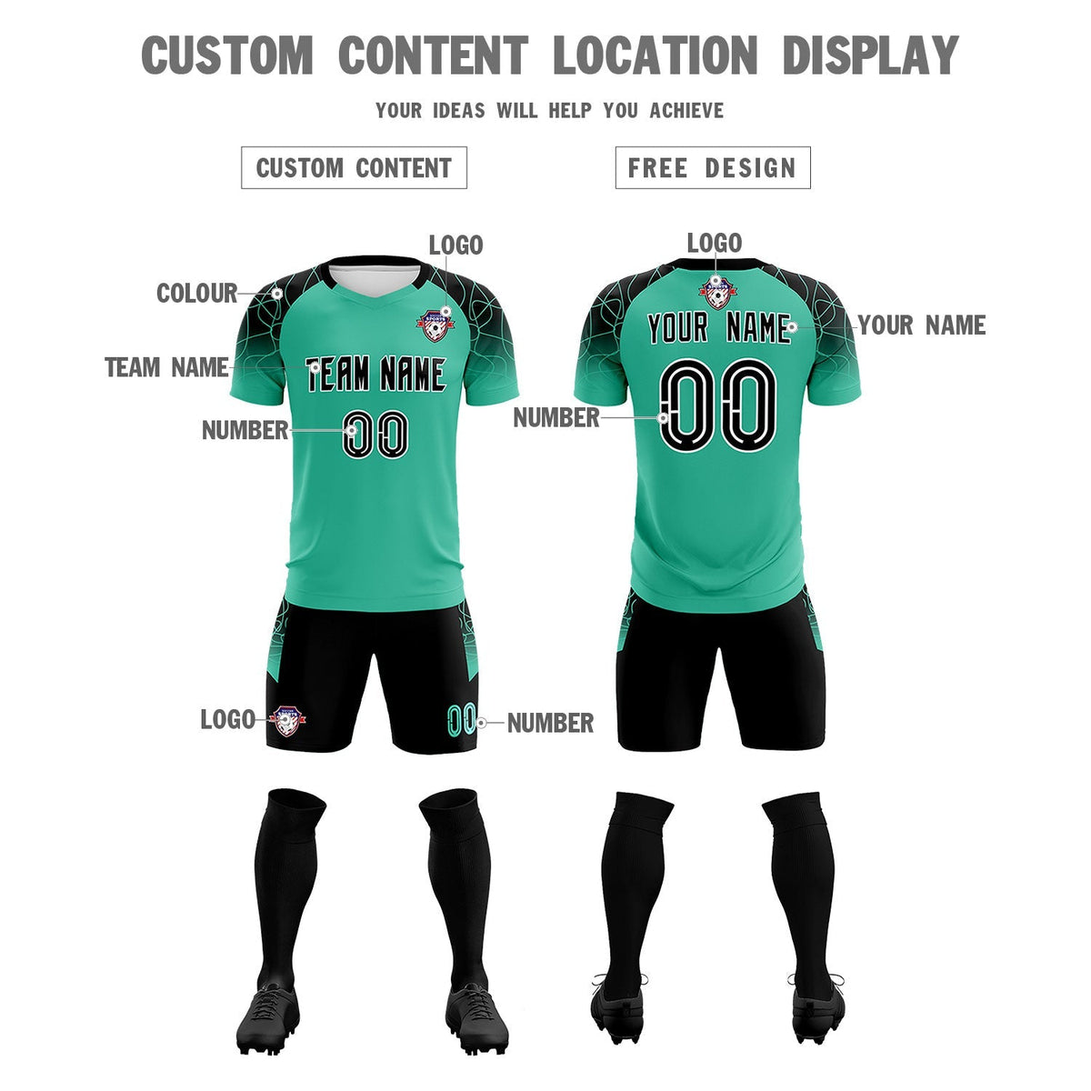 Custom Green Classic Football Training Kit Jersey For Adults/Kids