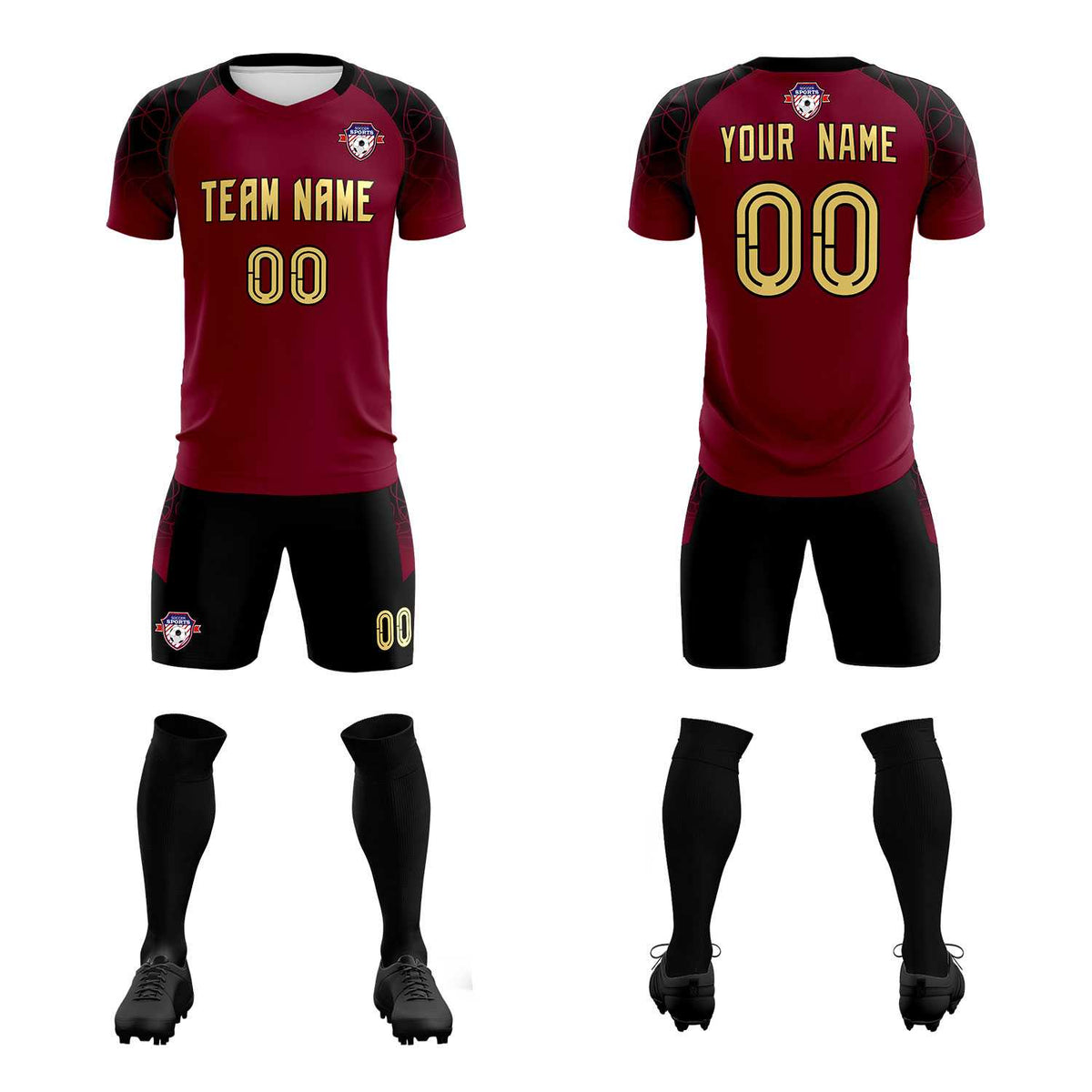 Custom Crimson Classic Football Training Kit Jersey For Adults/Kids