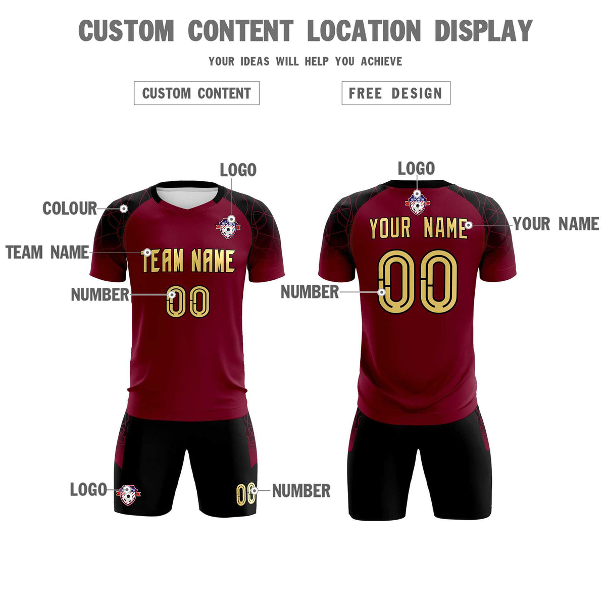 Custom Crimson Classic Football Training Kit Jersey For Adults/Kids