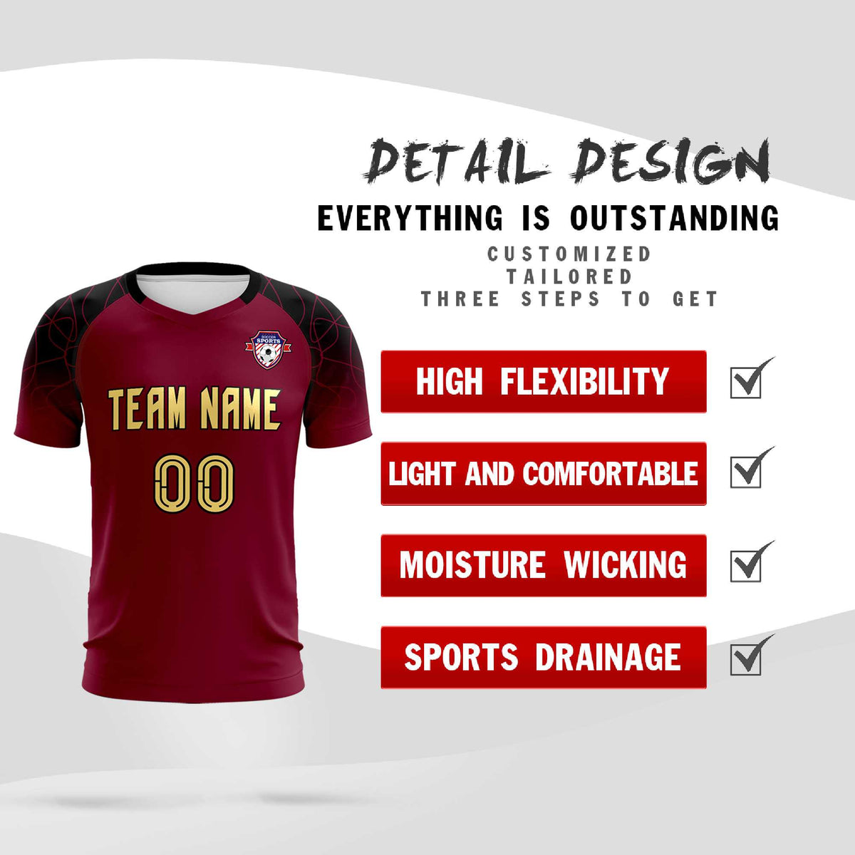 Custom Crimson Classic Football Training Kit Jersey For Adults/Kids