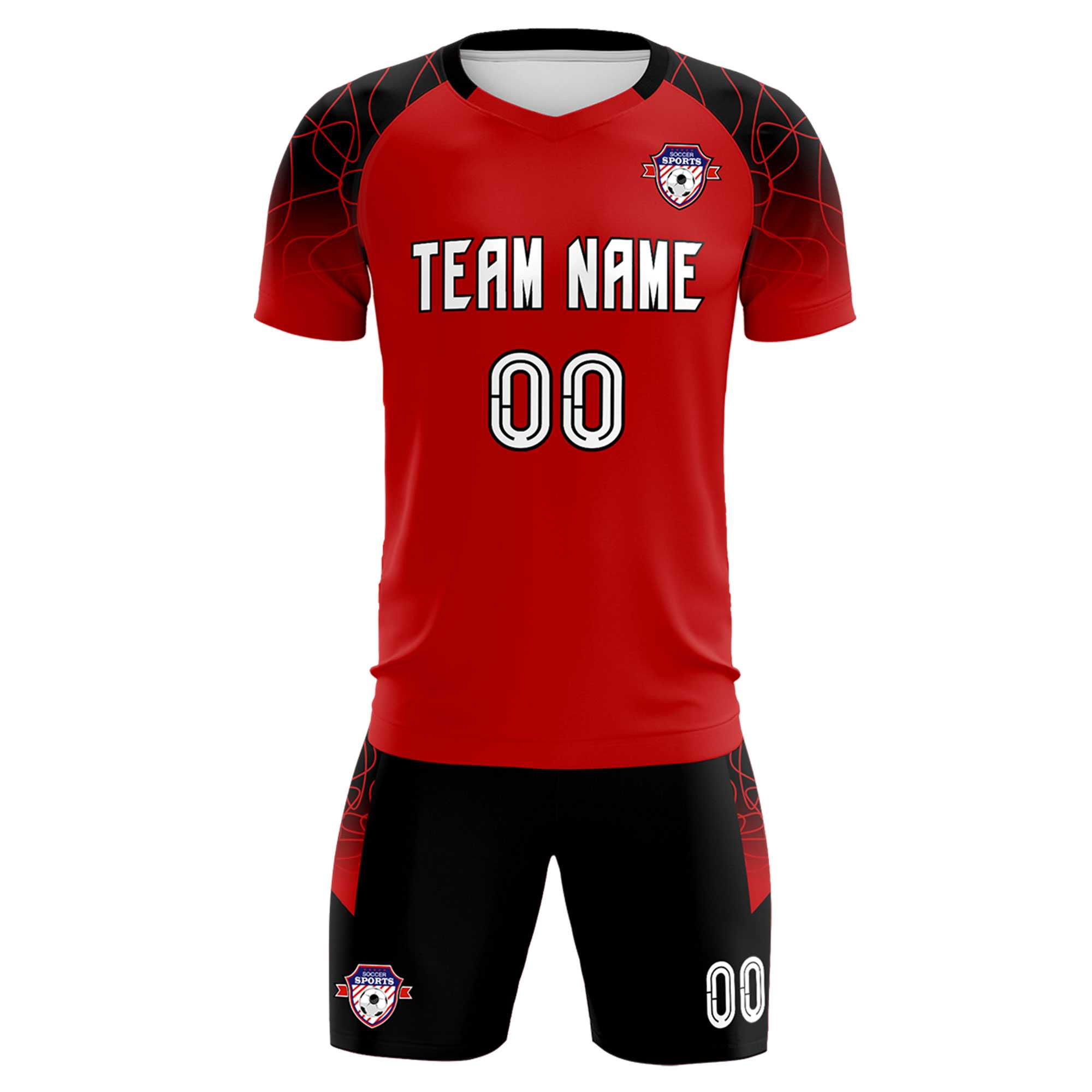 Custom Red Classic Football Training Kit Jersey For Adults/Kids