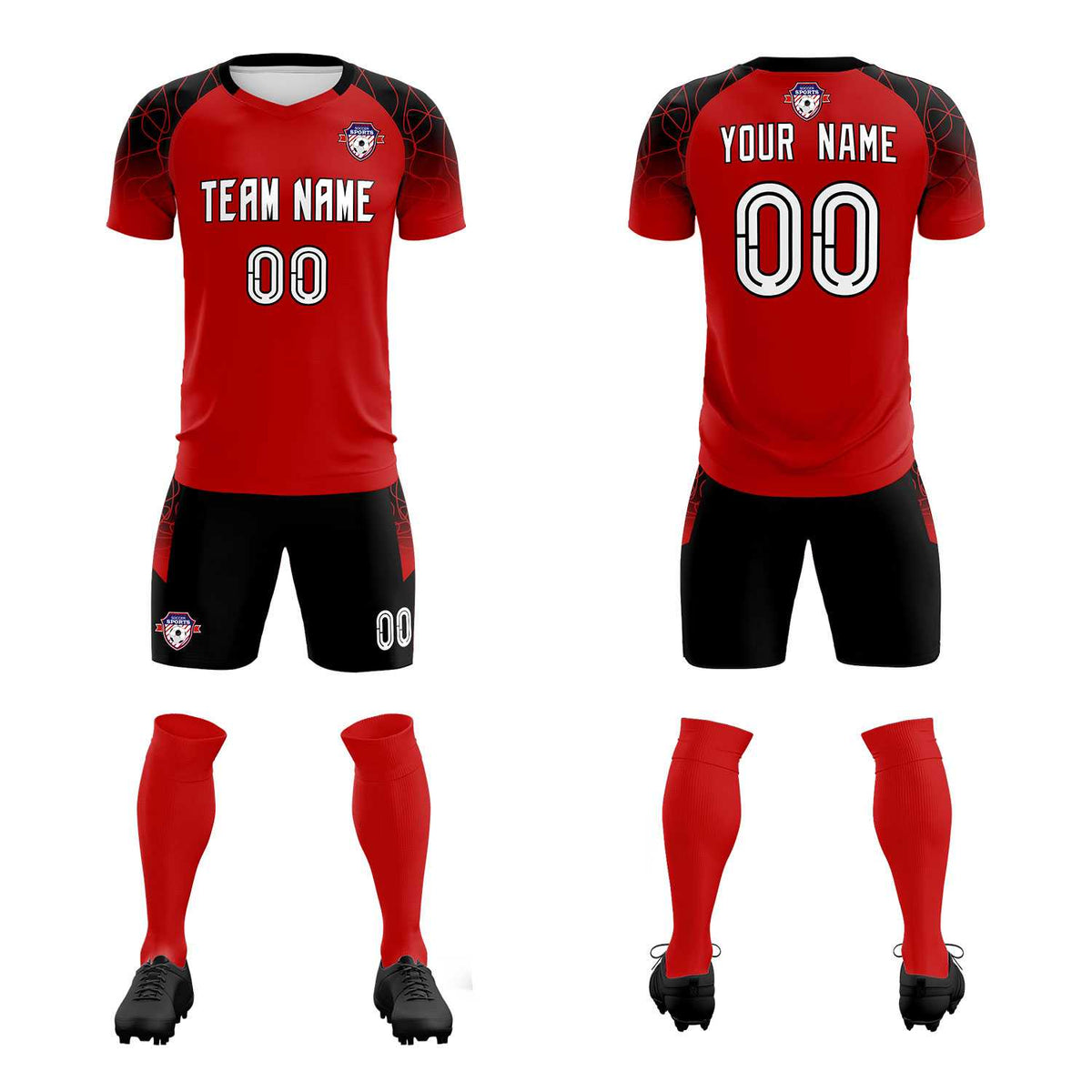 Custom Red Classic Football Training Kit Jersey For Adults/Kids