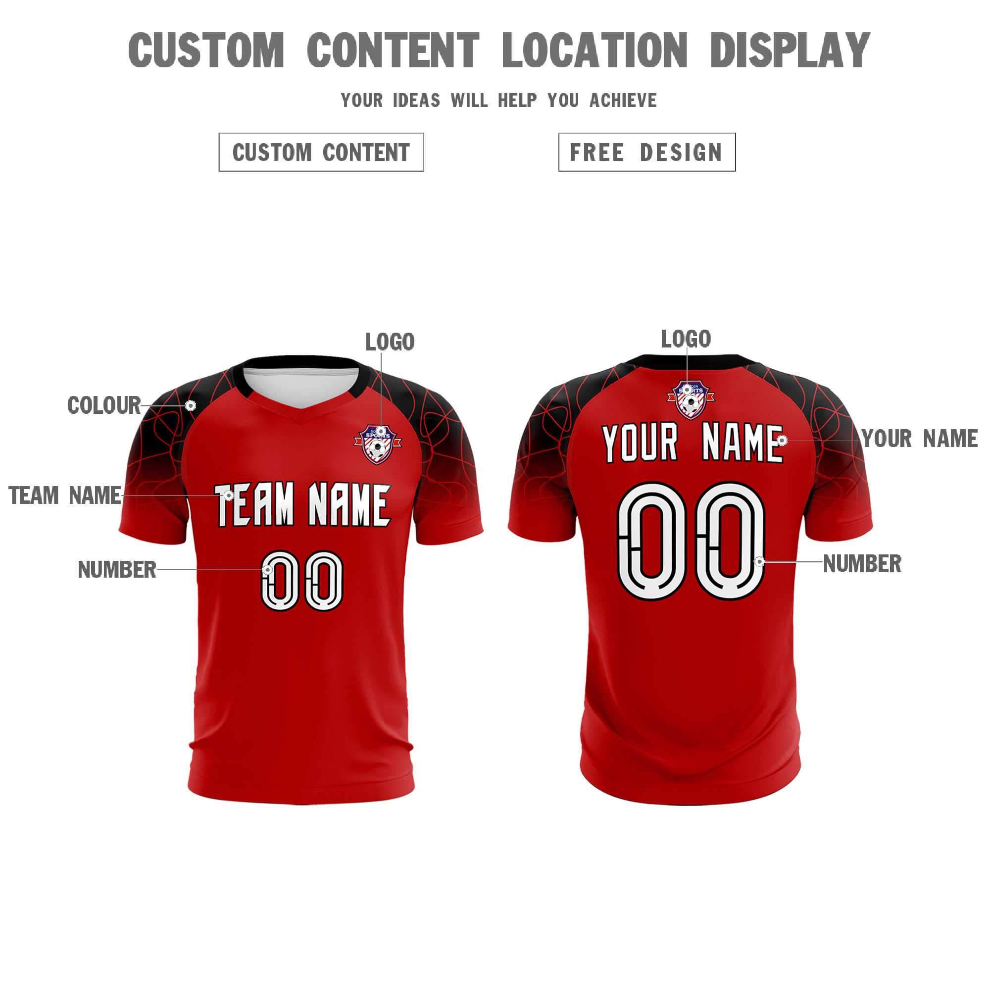 Custom Red Classic Football Training Kit Jersey For Adults/Kids