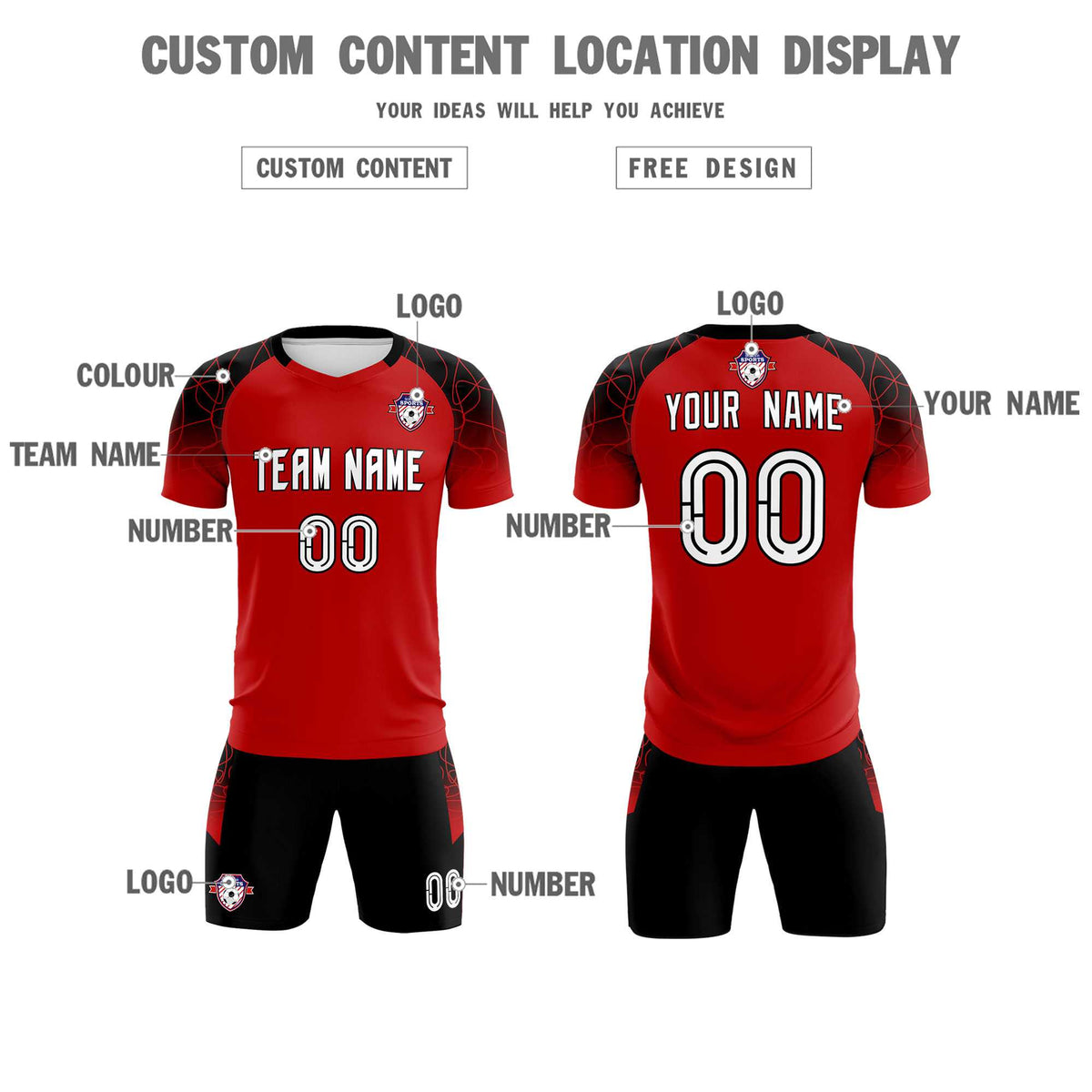 Custom Red Classic Football Training Kit Jersey For Adults/Kids