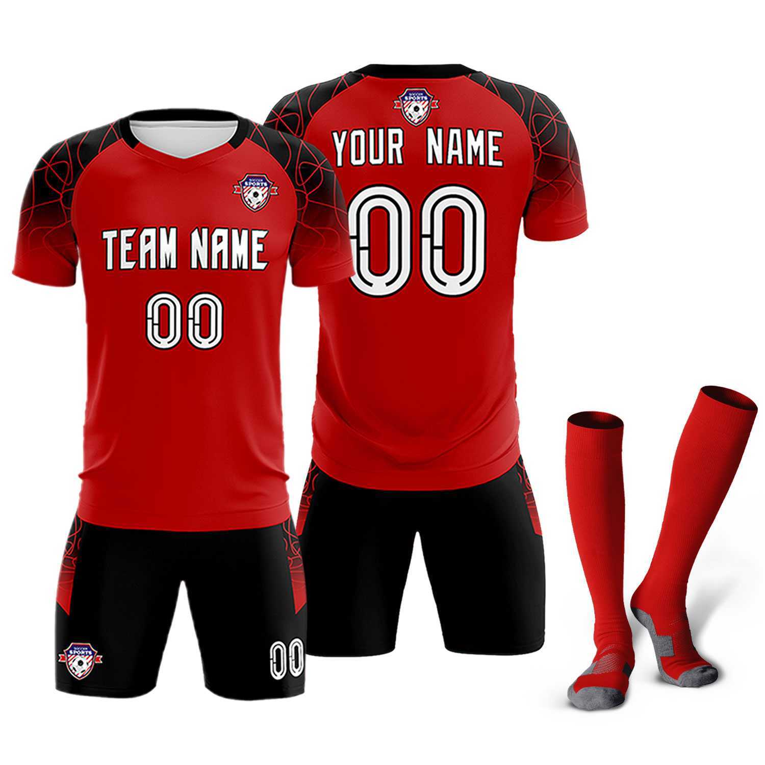 Custom Red Classic Football Training Kit Jersey For Adults/Kids
