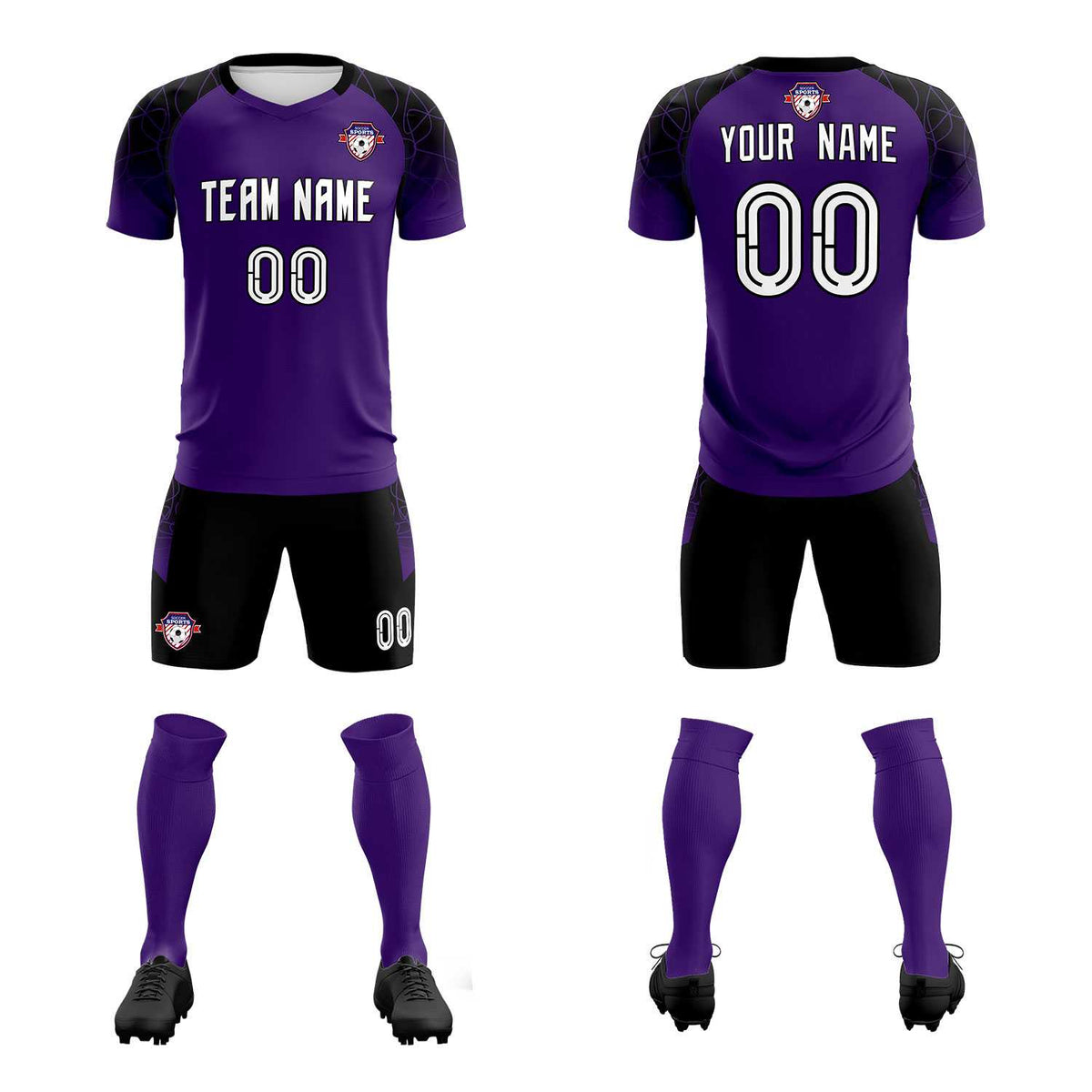 Custom Purple Classic Football Training Kit Jersey For Adults/Kids