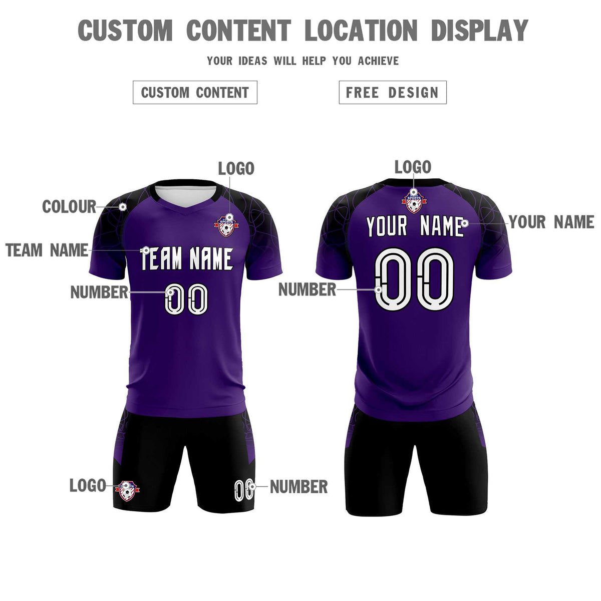 Custom Purple Classic Football Training Kit Jersey For Adults/Kids