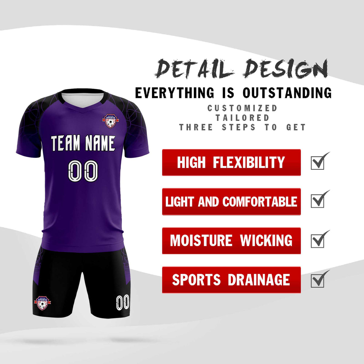 Custom Purple Classic Football Training Kit Jersey For Adults/Kids