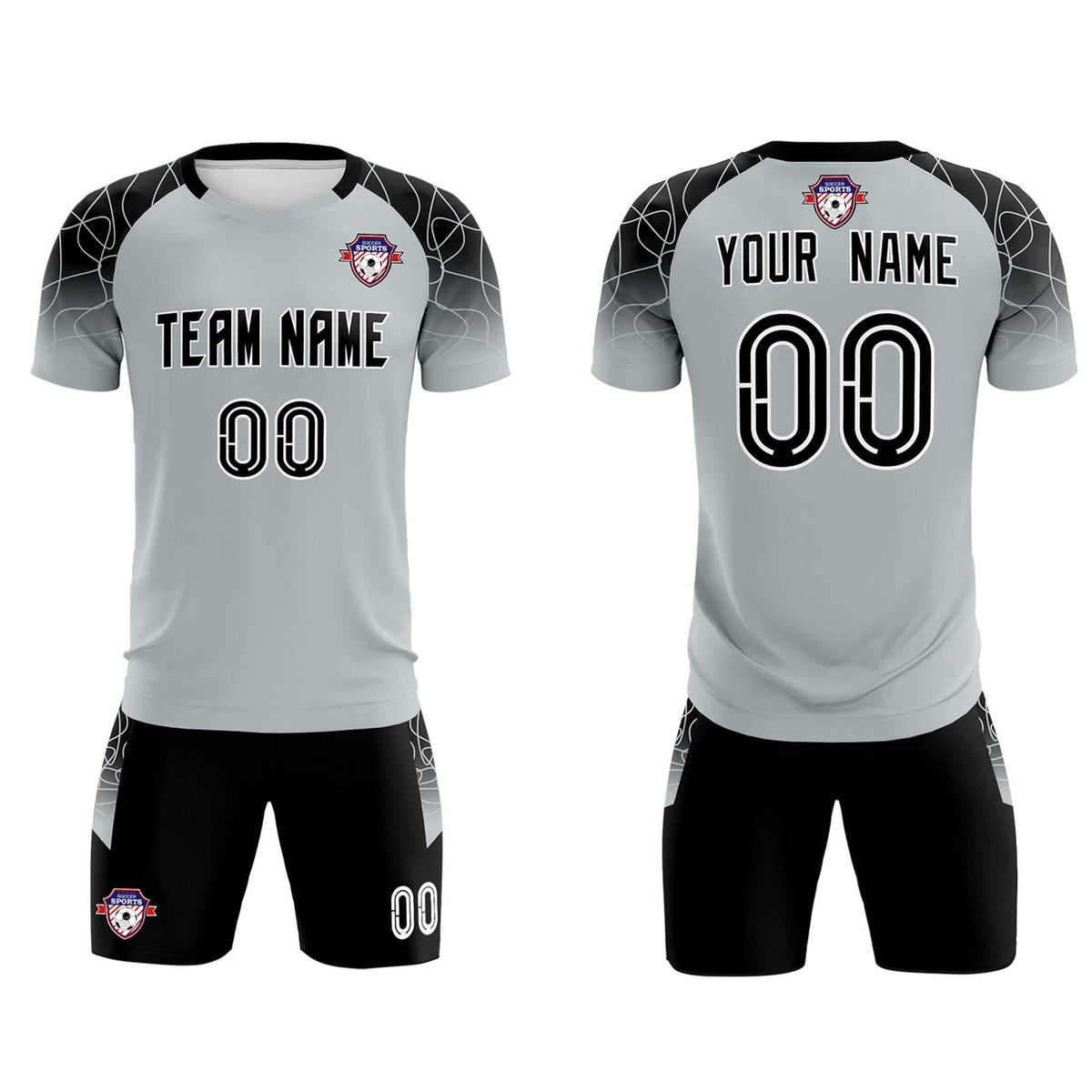 Custom Silver Classic Football Training Kit Jersey For Adults/Kids