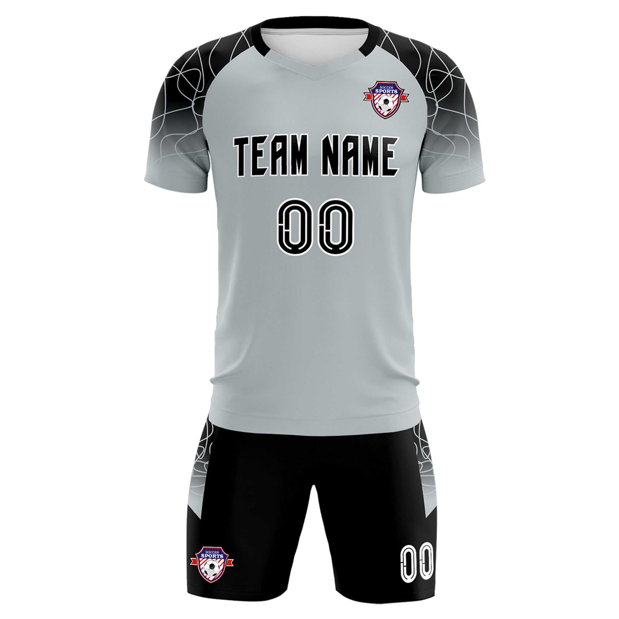 Custom Silver Classic Football Training Kit Jersey For Adults/Kids