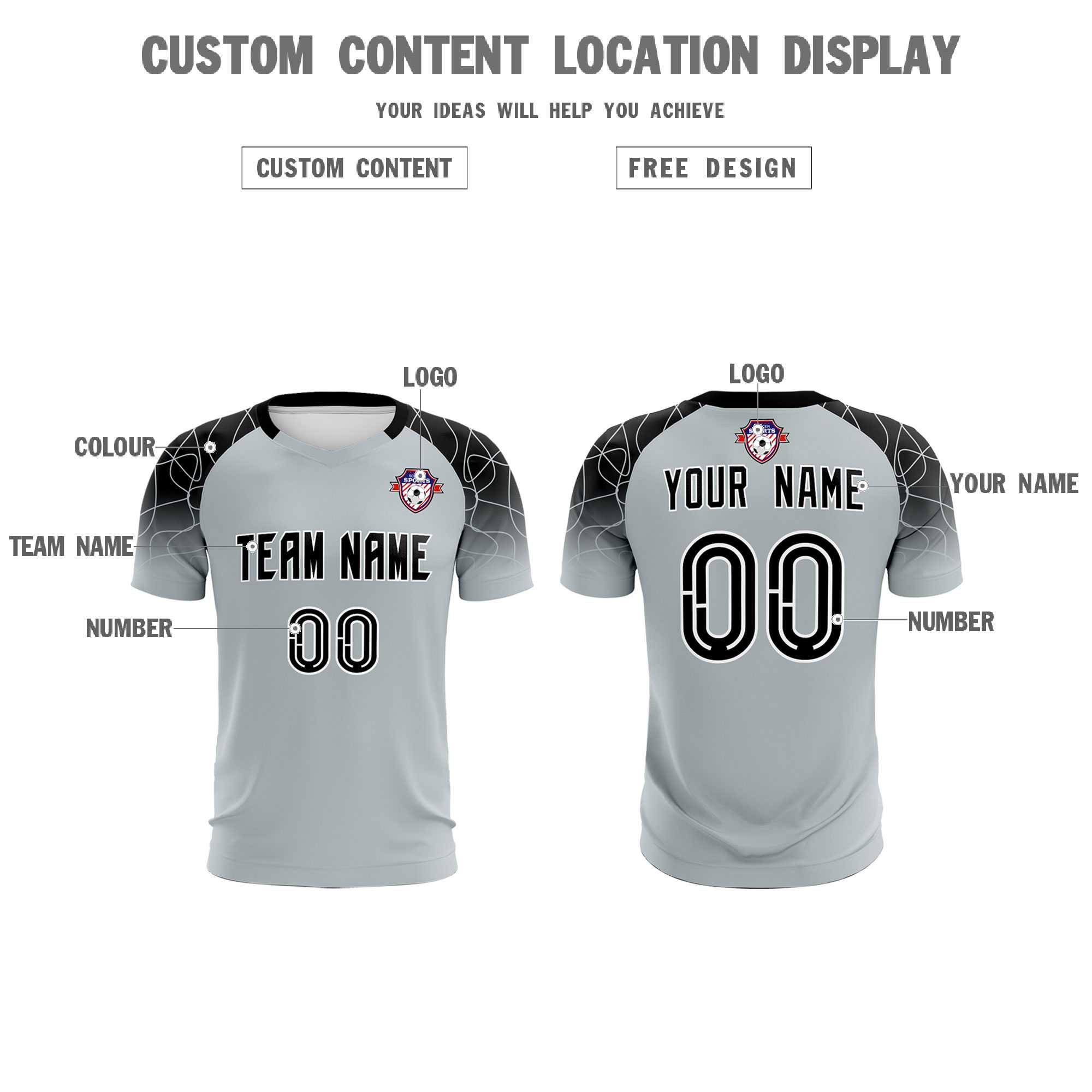 Custom Silver Classic Football Training Kit Jersey For Adults/Kids