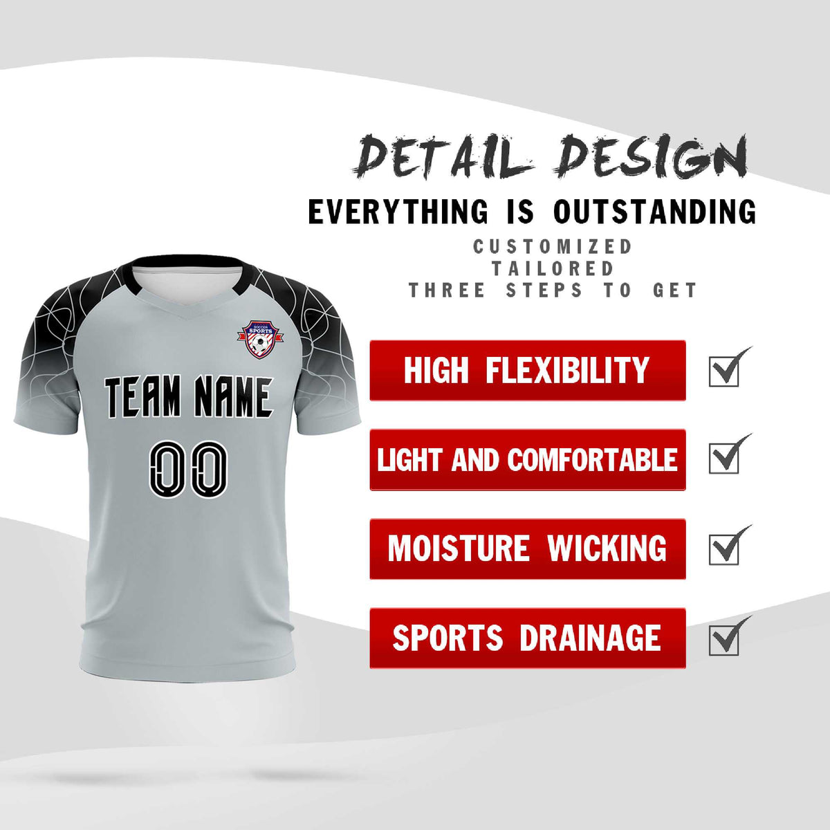 Custom Silver Classic Football Training Kit Jersey For Adults/Kids