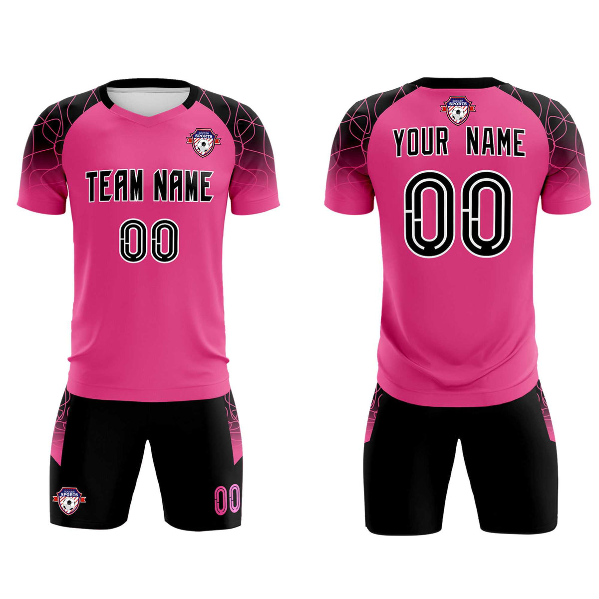 Custom Rose Red Classic Football Training Kit Jersey For Adults/Kids