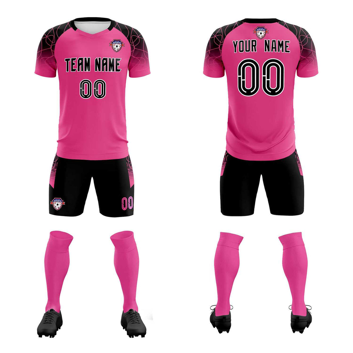 Custom Rose Red Classic Football Training Kit Jersey For Adults/Kids
