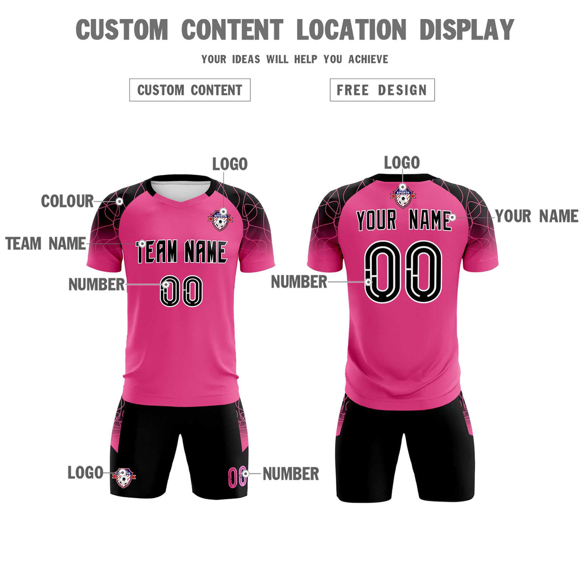Custom Rose Red Classic Football Training Kit Jersey For Adults/Kids