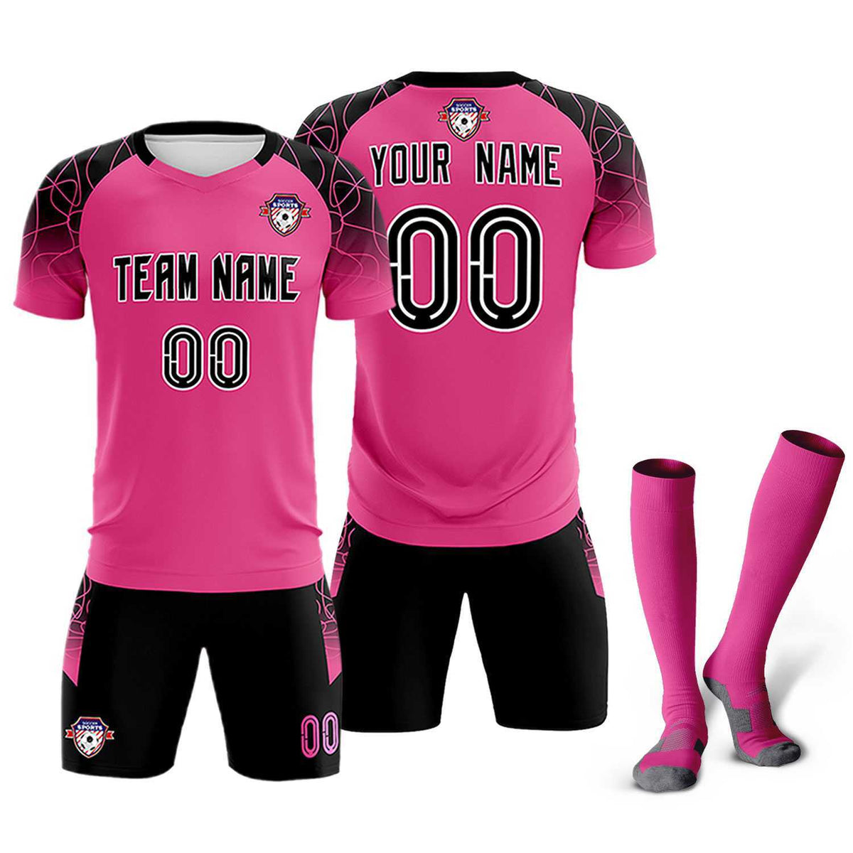 Custom Rose Red Classic Football Training Kit Jersey For Adults/Kids