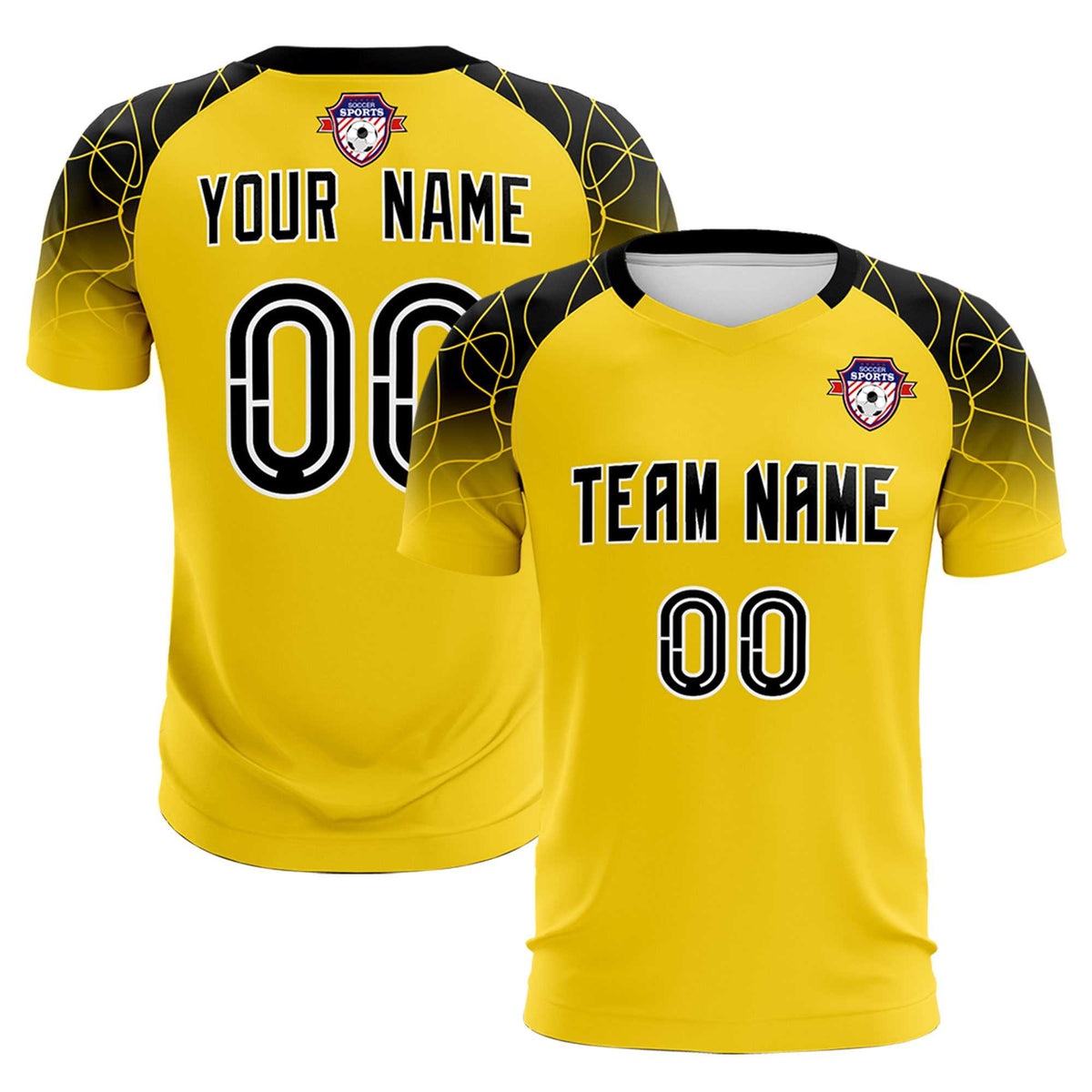 Custom Gold Classic Football Training Kit Jersey For Adults/Kids