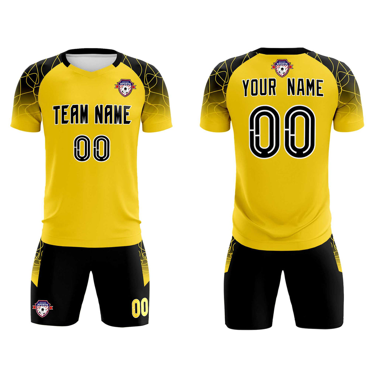 Custom Gold Classic Football Training Kit Jersey For Adults/Kids
