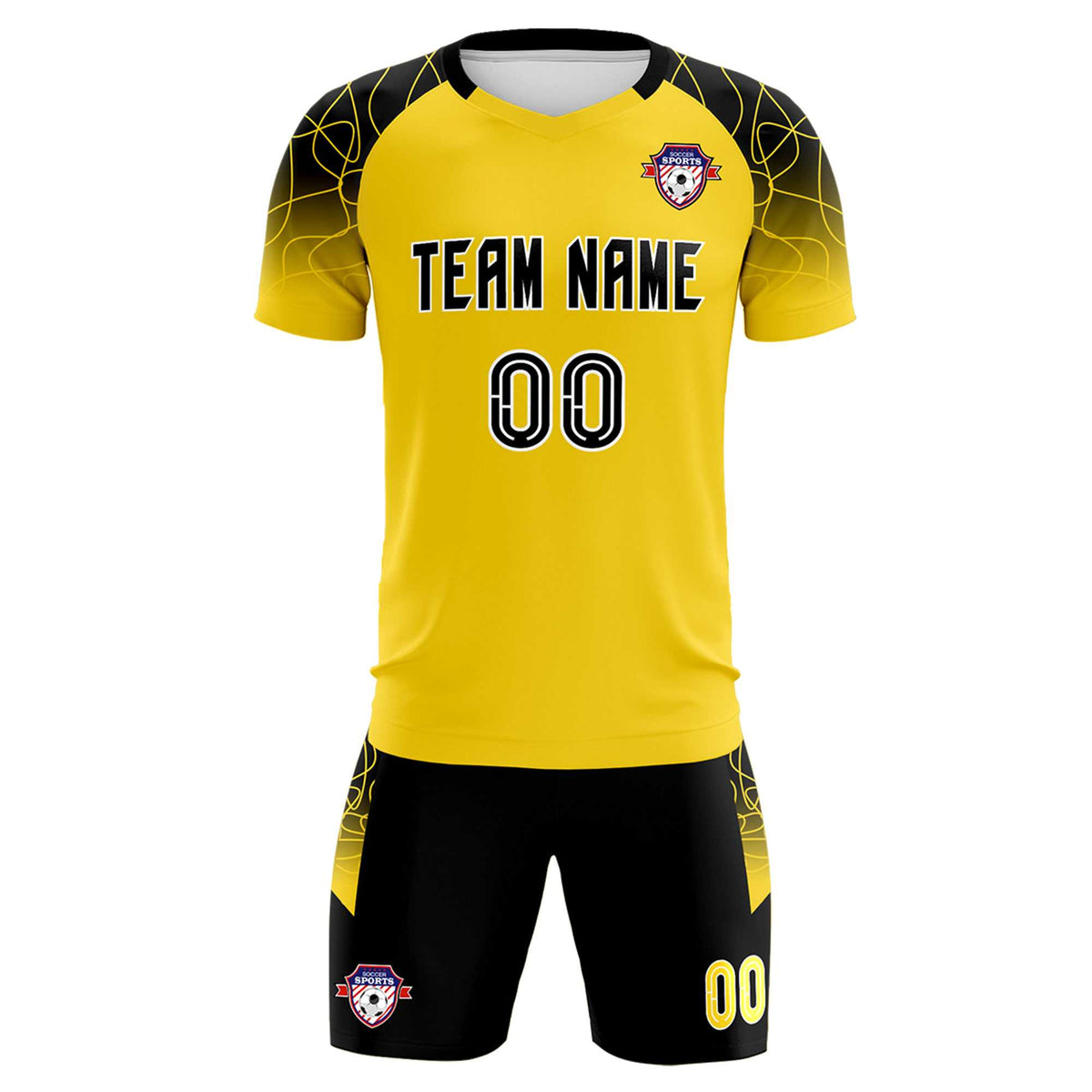 Custom Gold Classic Football Training Kit Jersey For Adults/Kids