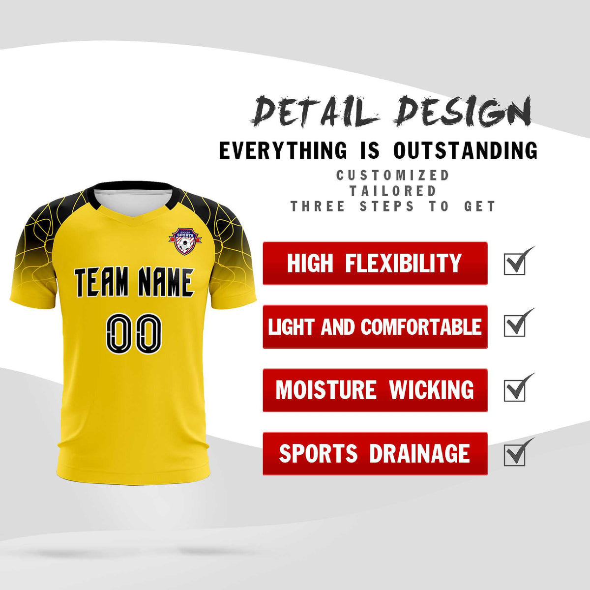 Custom Gold Classic Football Training Kit Jersey For Adults/Kids