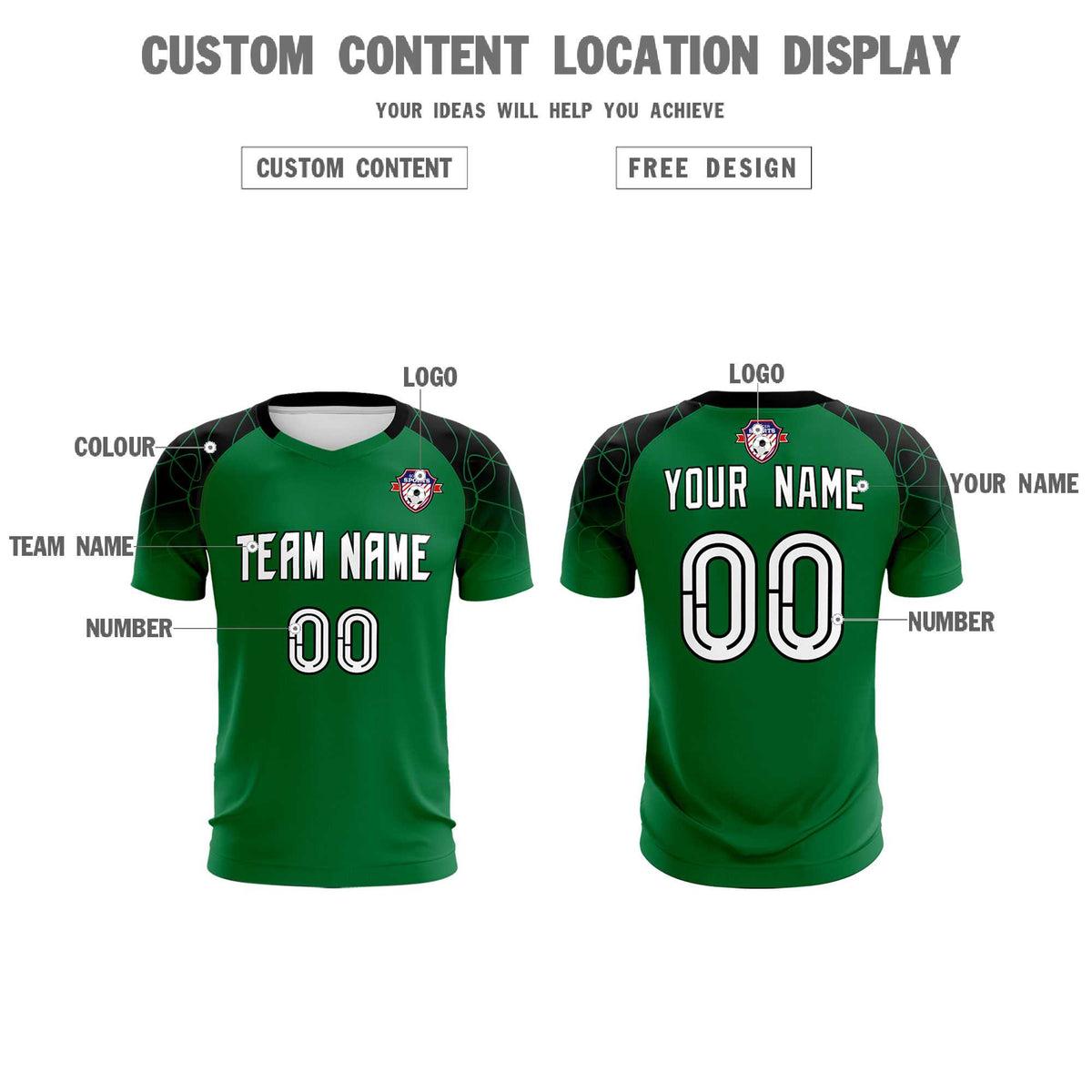 Custom Kelly Green Classic Football Training Kit Jersey For Adults/Kids