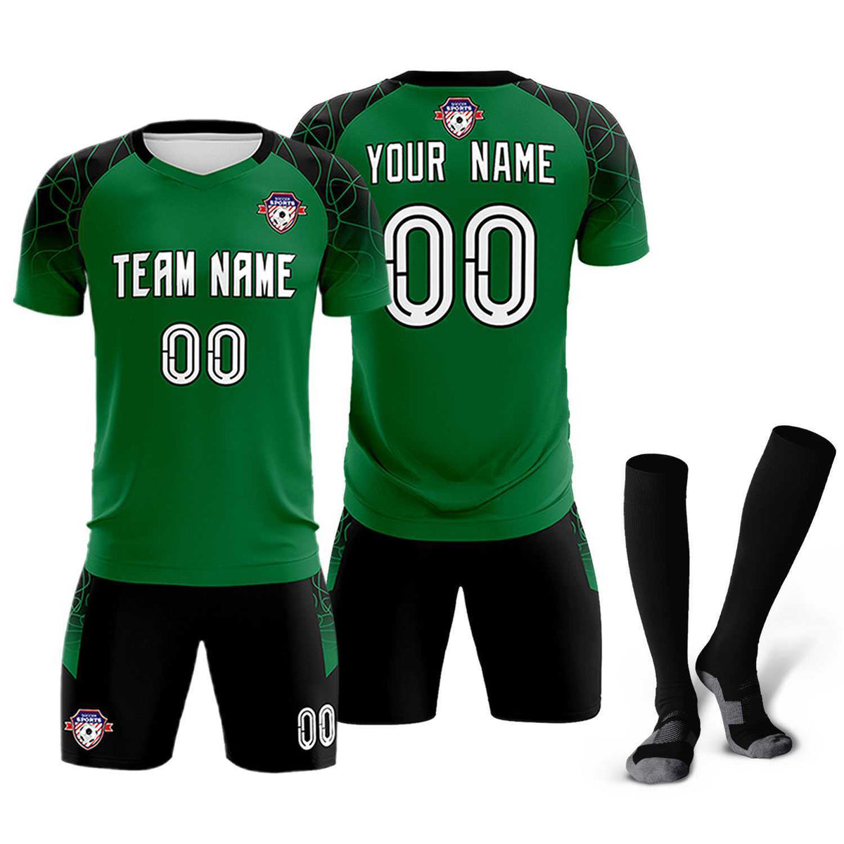 Custom Kelly Green Classic Football Training Kit Jersey For Adults/Kids