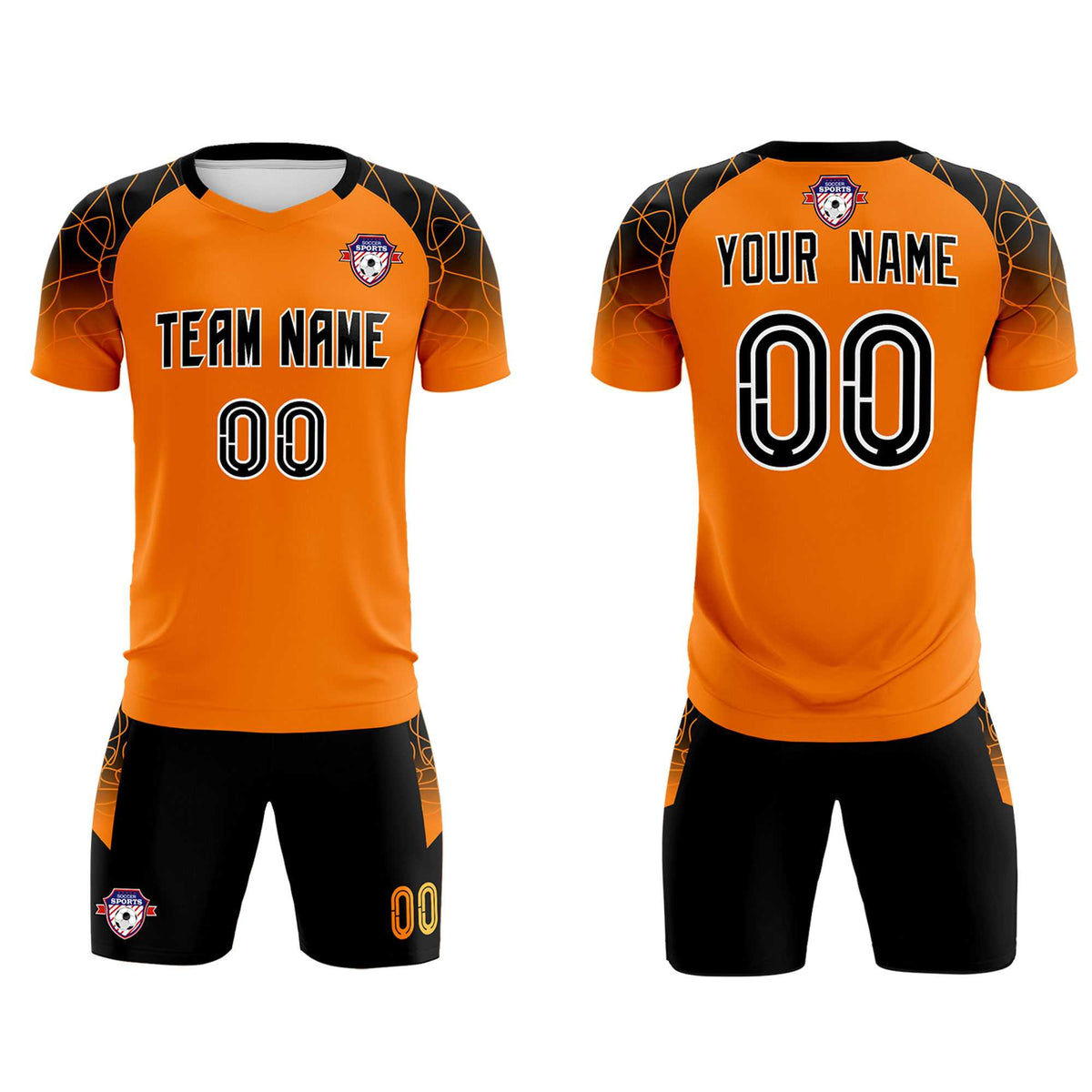 Custom Orange Classic Football Training Kit Jersey For Adults/Kids