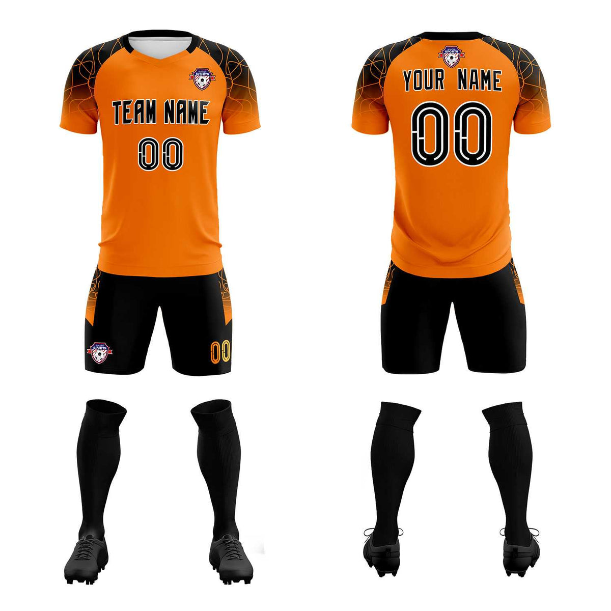 Custom Orange Classic Football Training Kit Jersey For Adults/Kids