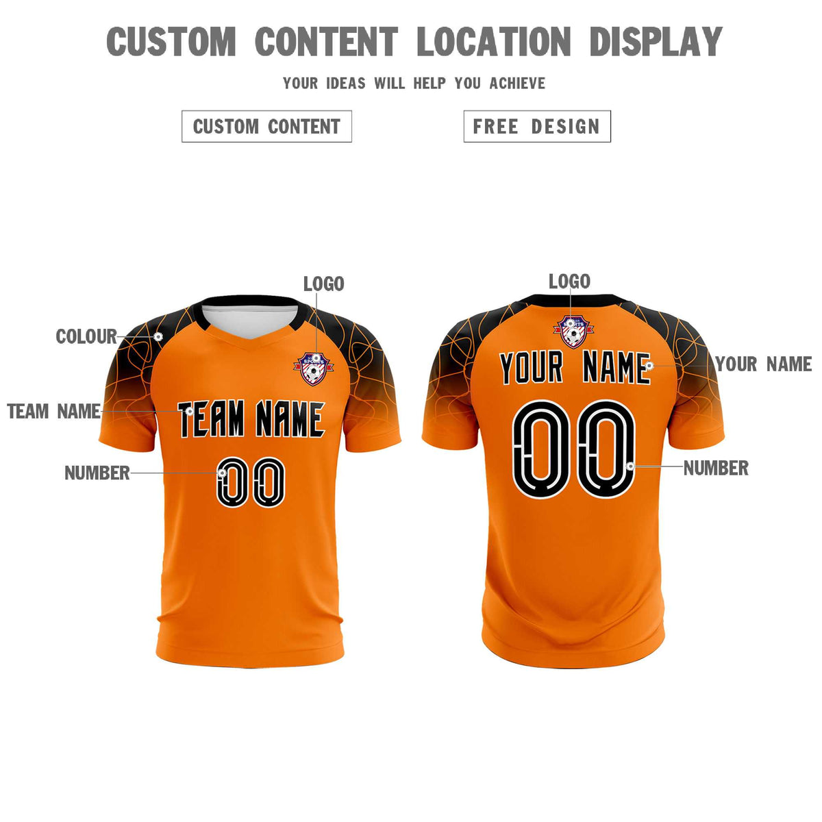Custom Orange Classic Football Training Kit Jersey For Adults/Kids