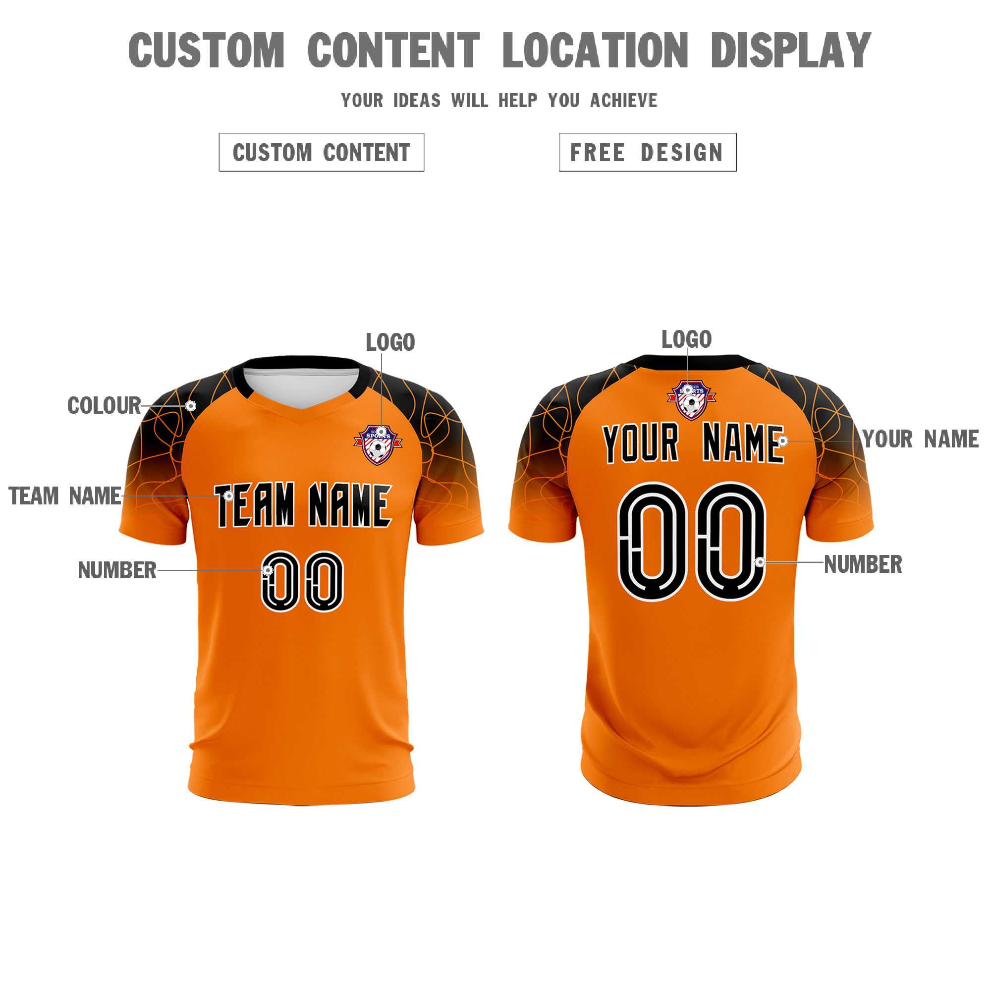 Custom Orange Classic Football Training Kit Jersey For Adults/Kids