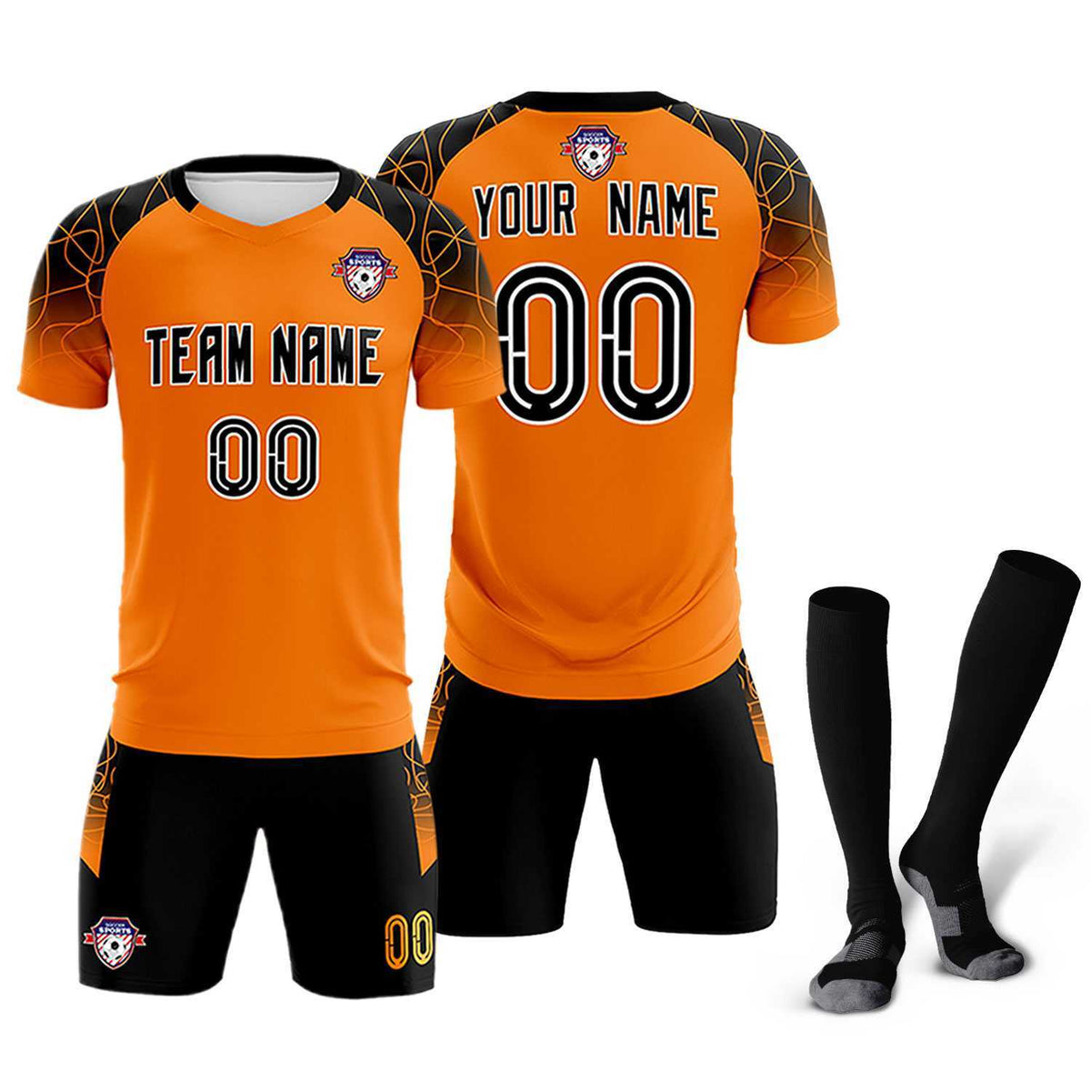 Custom Orange Classic Football Training Kit Jersey For Adults/Kids