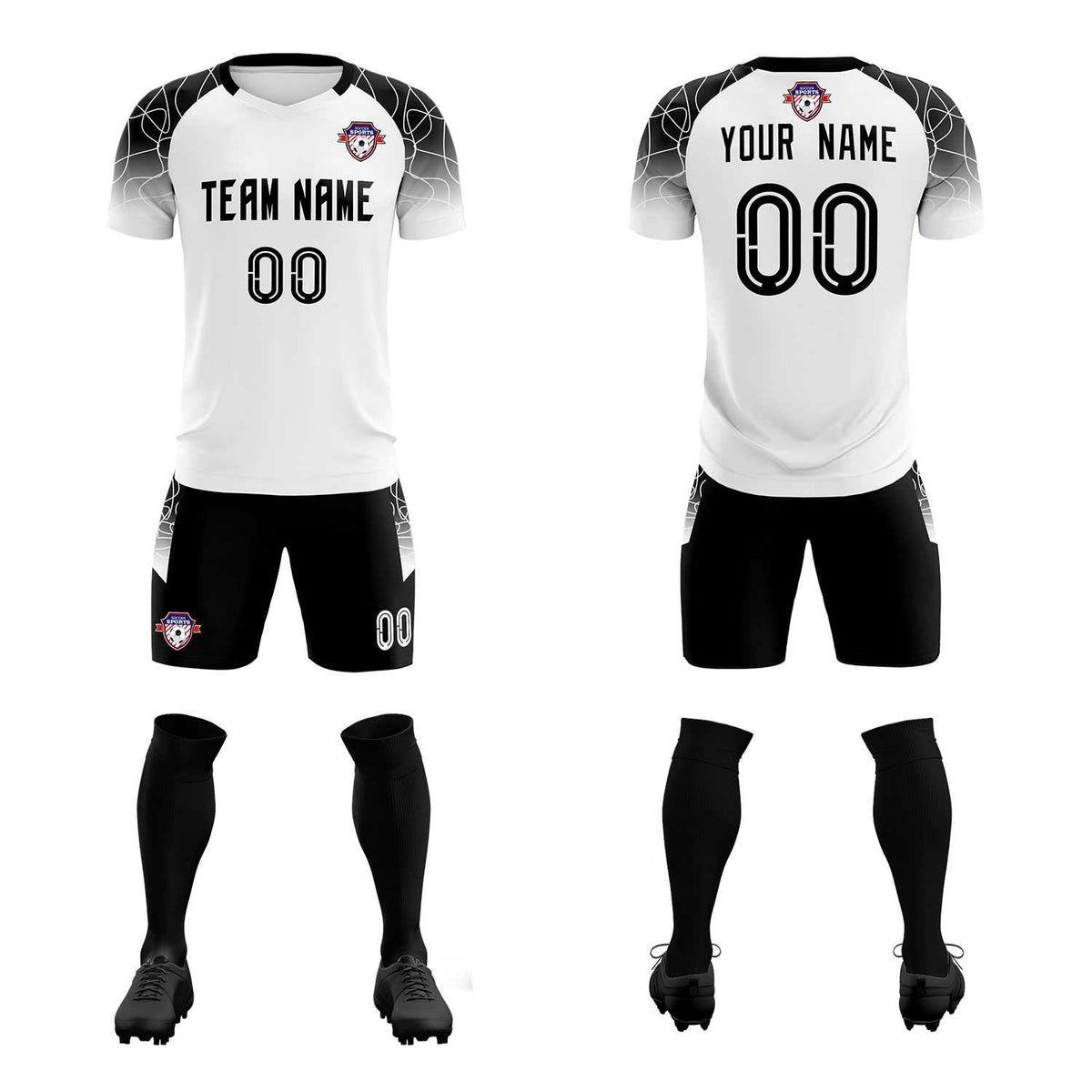Custom White Classic Football Training Kit Jersey For Adults/Kids