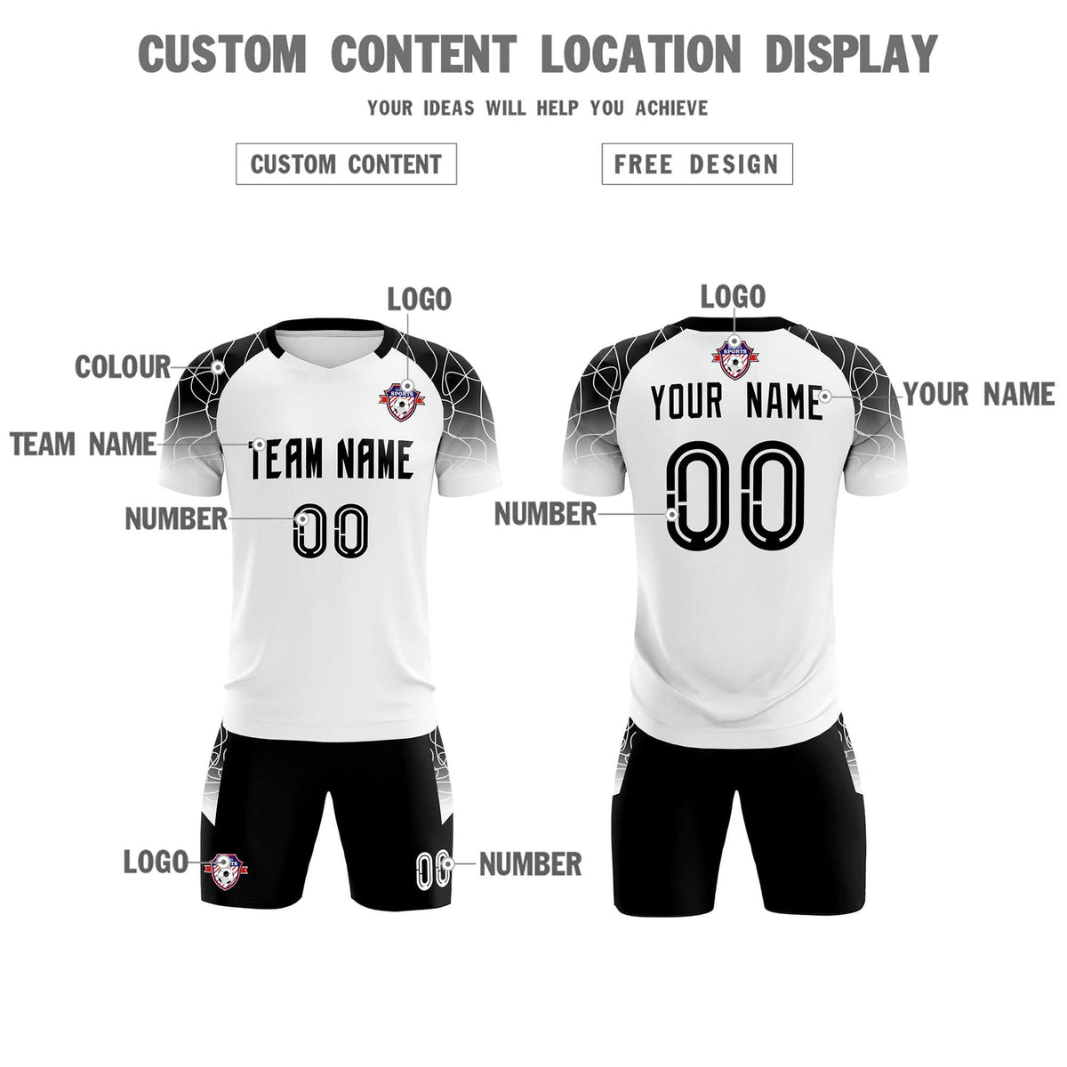 Custom White Classic Football Training Kit Jersey For Adults/Kids