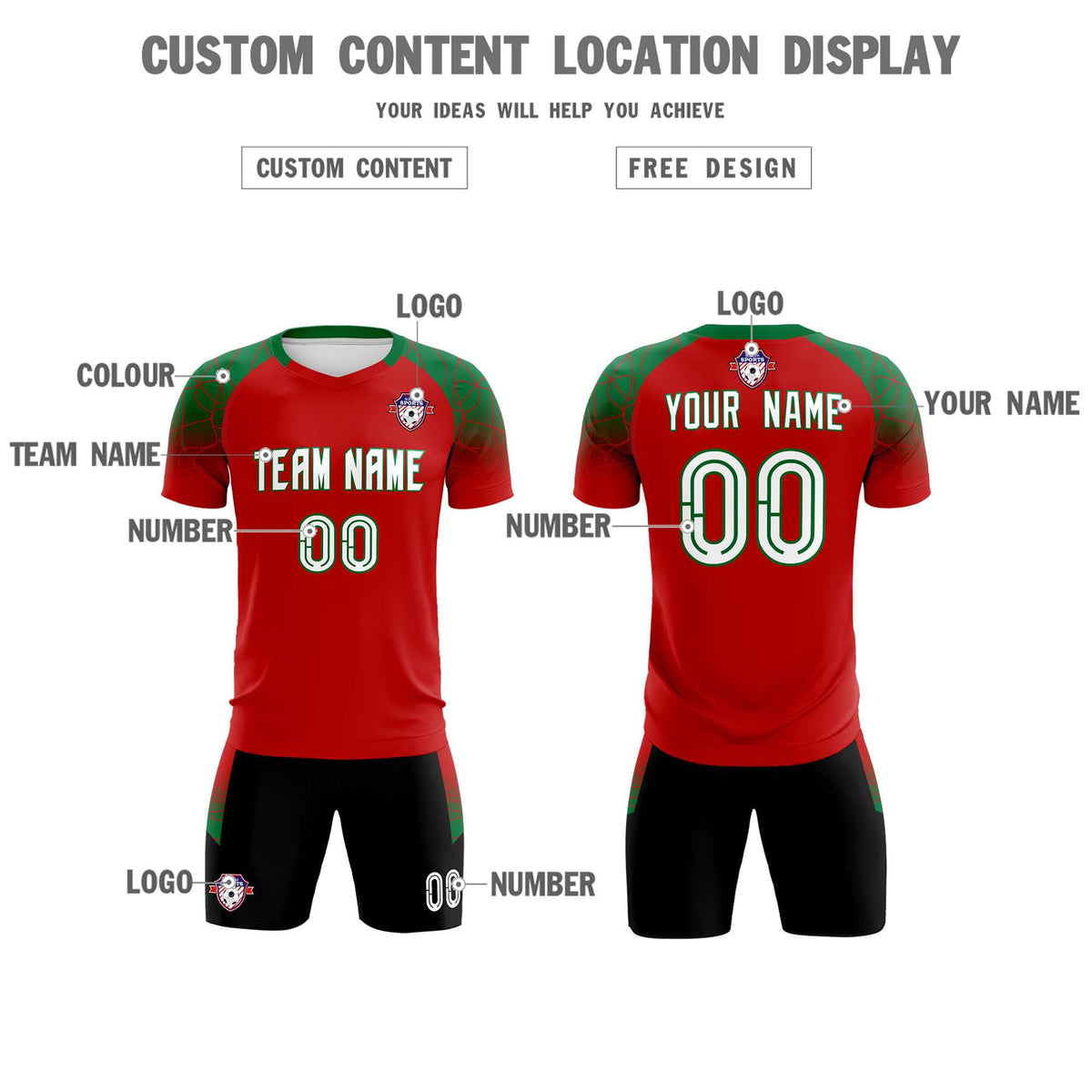 Custom Red Classic Football Training Kit Jersey For Adults/Kids