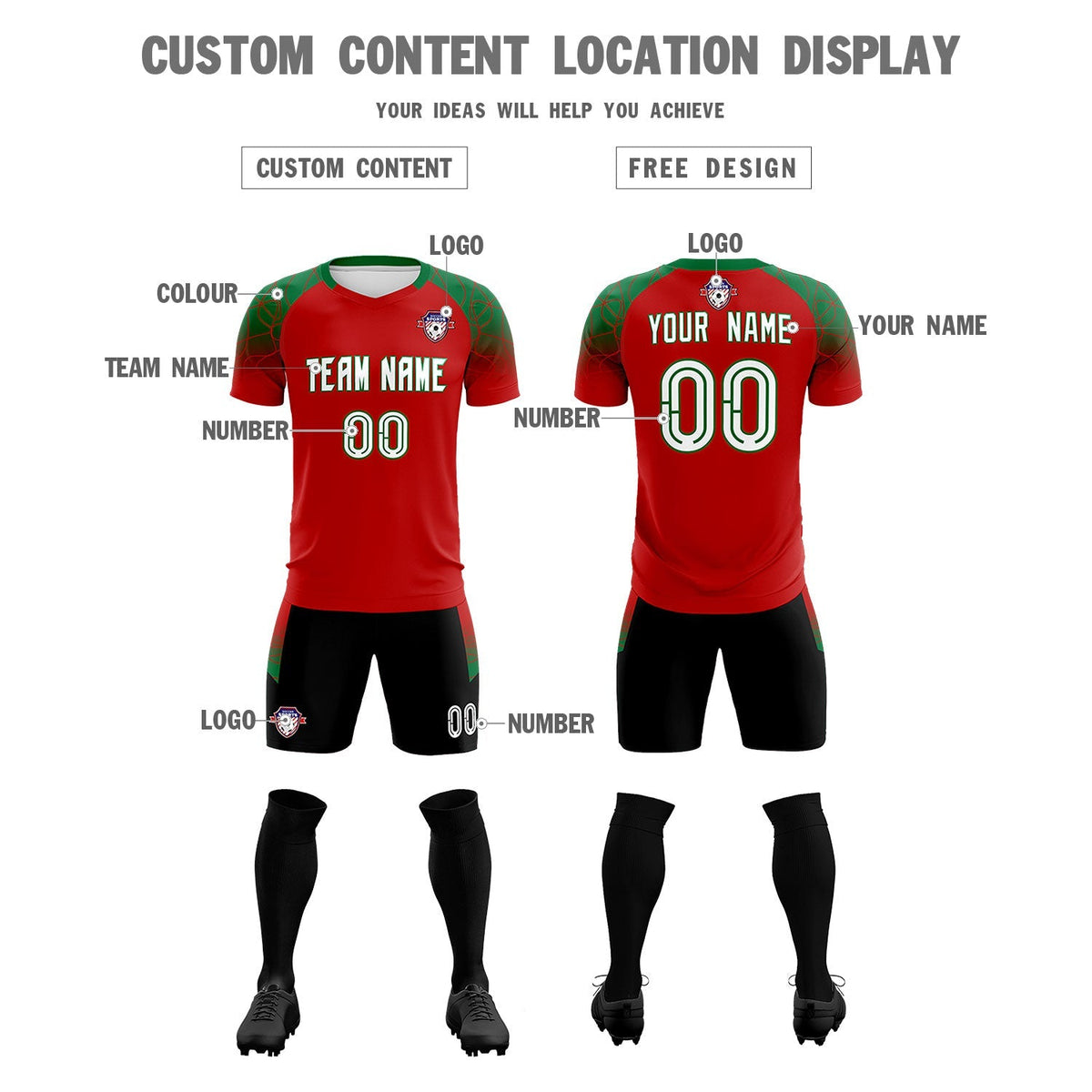 Custom Red Classic Football Training Kit Jersey For Adults/Kids