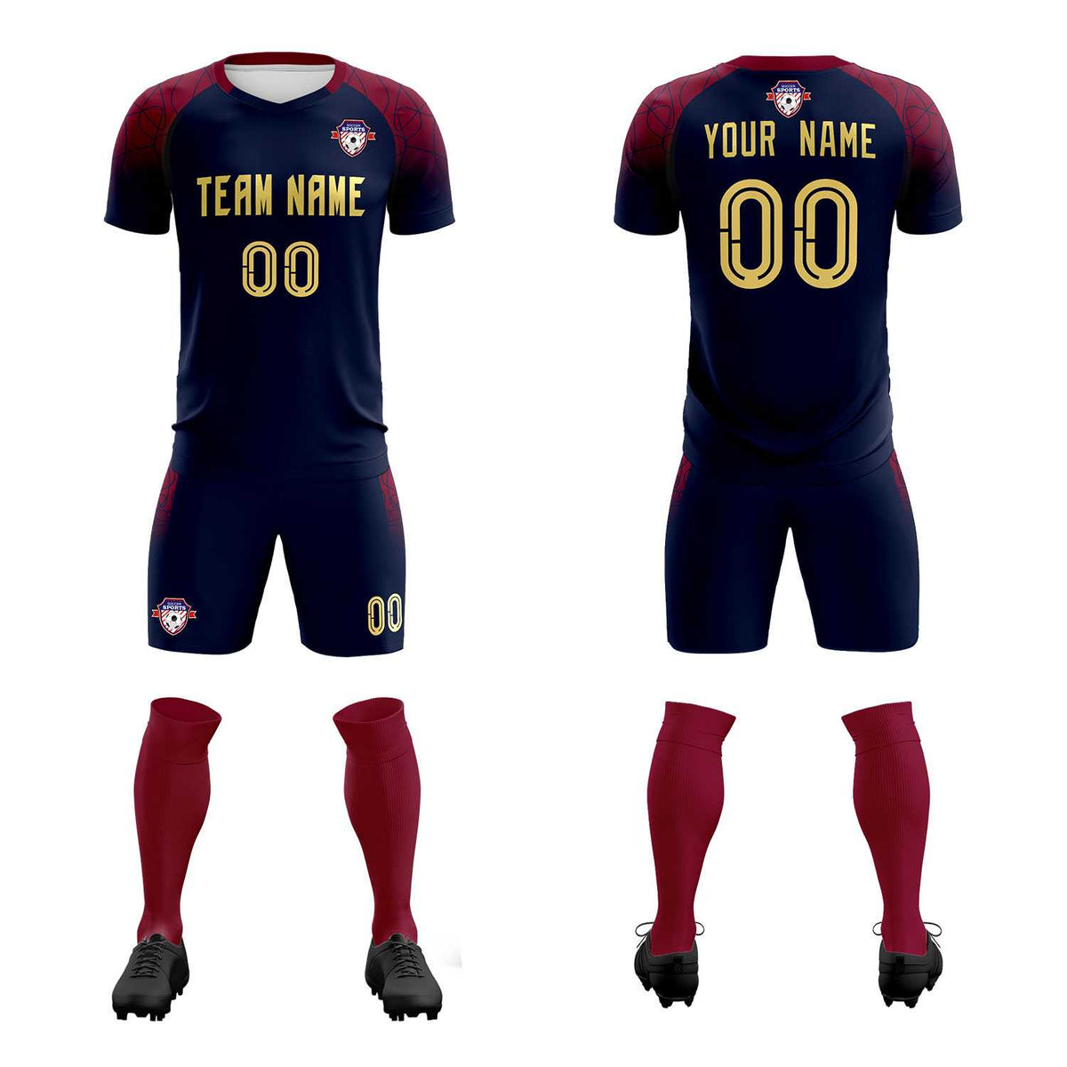 Custom Navy Classic Football Training Kit Jersey For Adults/Kids