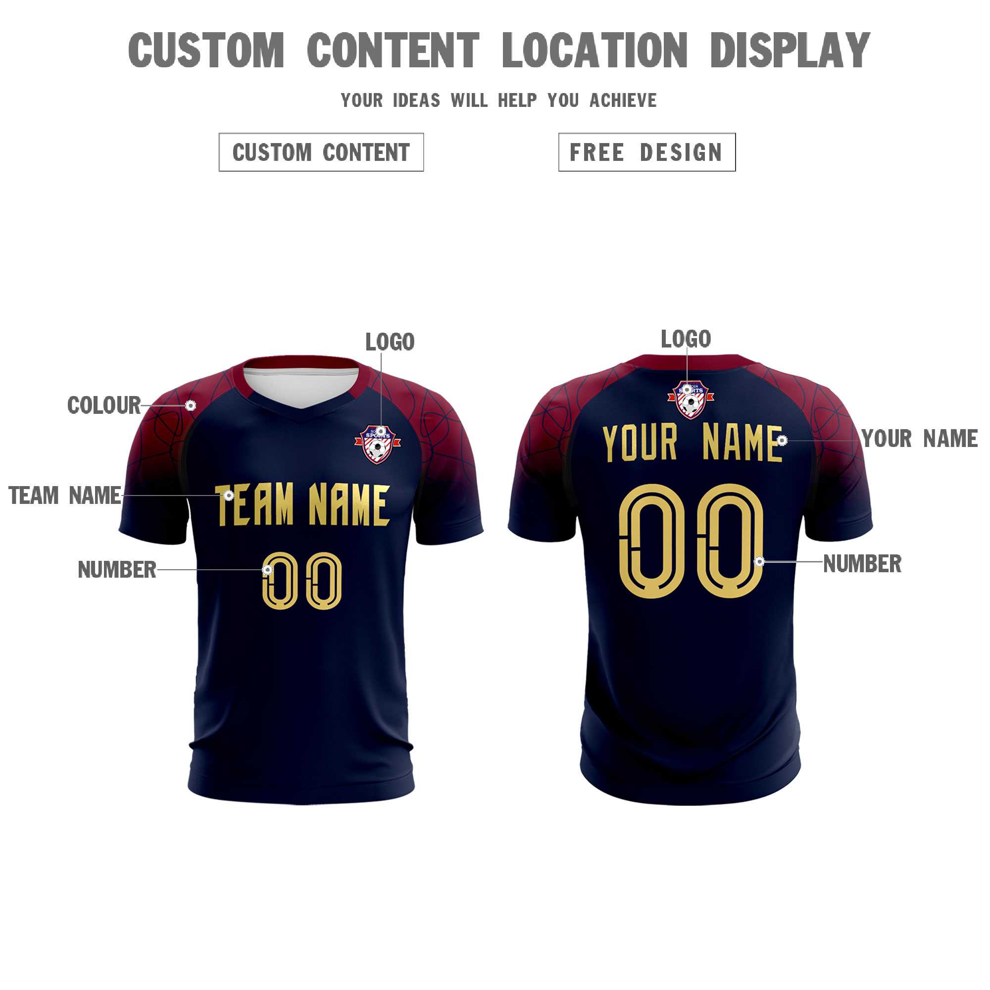 Custom Navy Classic Football Training Kit Jersey For Adults/Kids