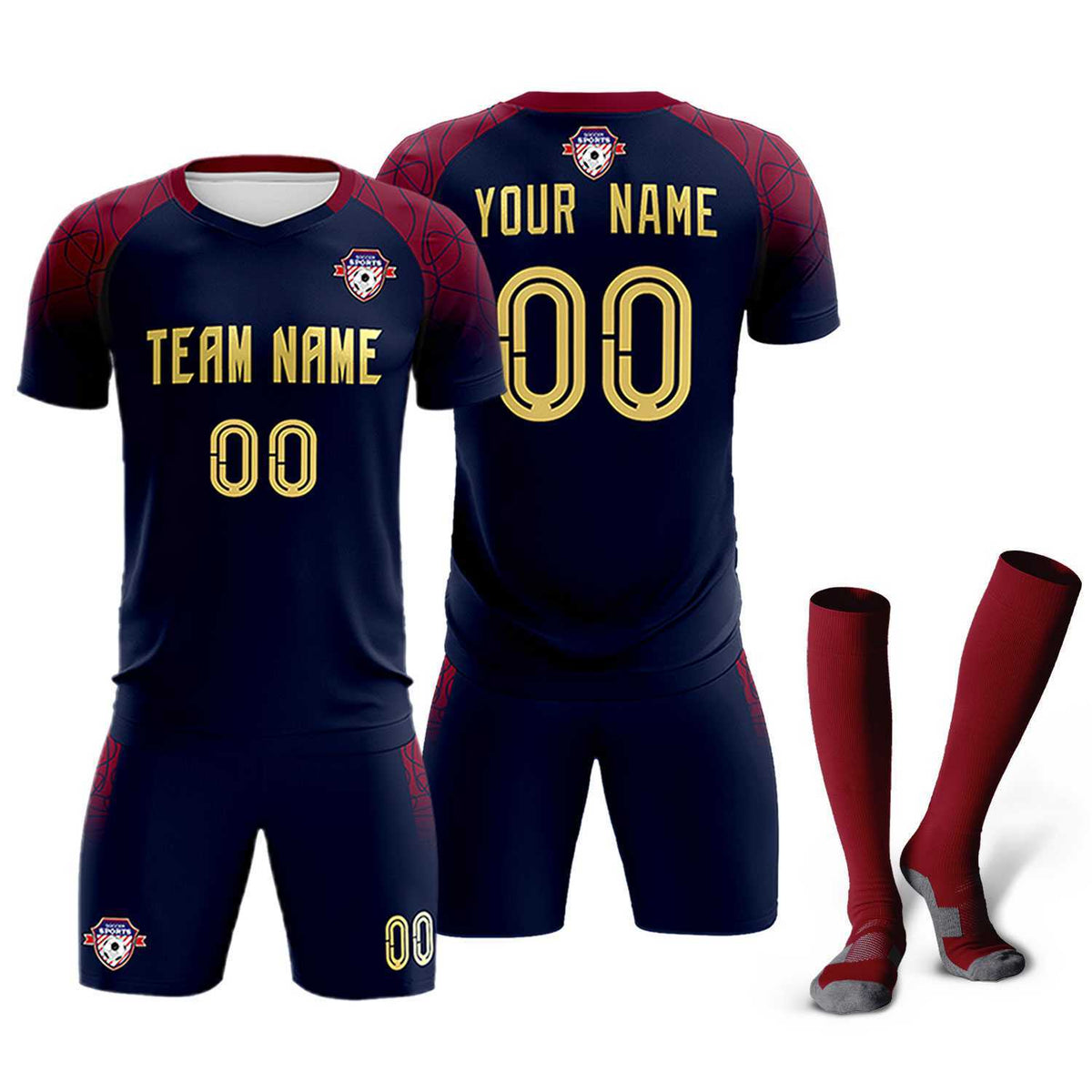 Custom Navy Classic Football Training Kit Jersey For Adults/Kids