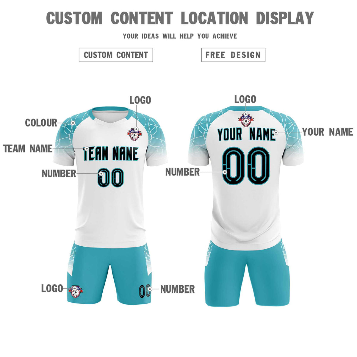 Custom White Classic Football Training Kit Jersey For Adults/Kids