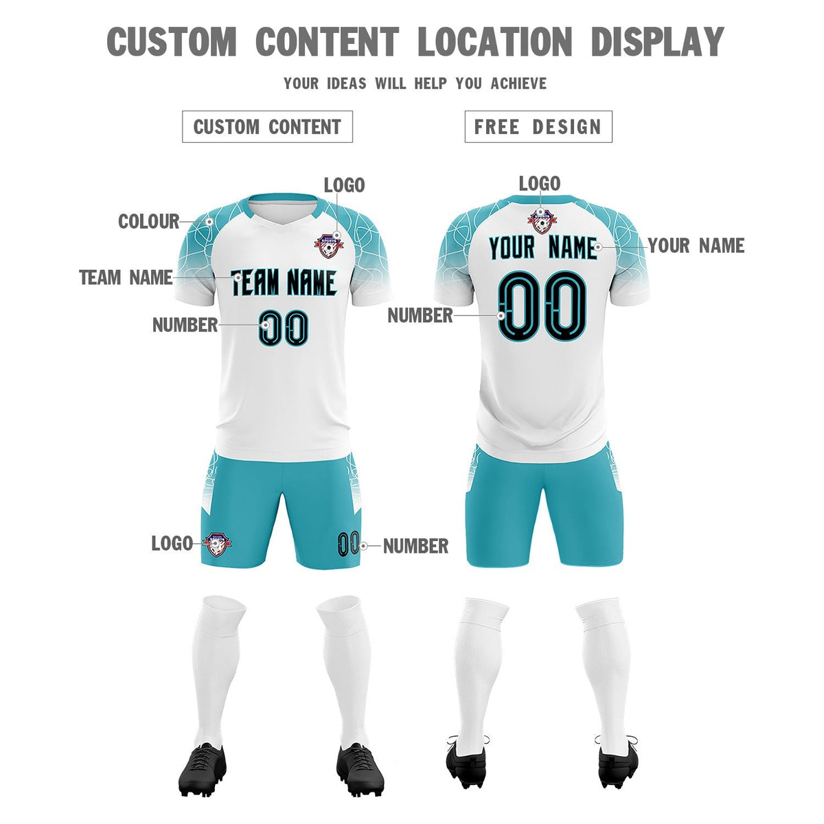 Custom White Classic Football Training Kit Jersey For Adults/Kids