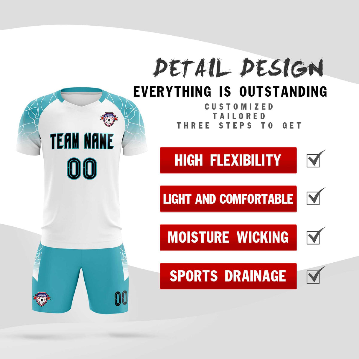 Custom White Classic Football Training Kit Jersey For Adults/Kids