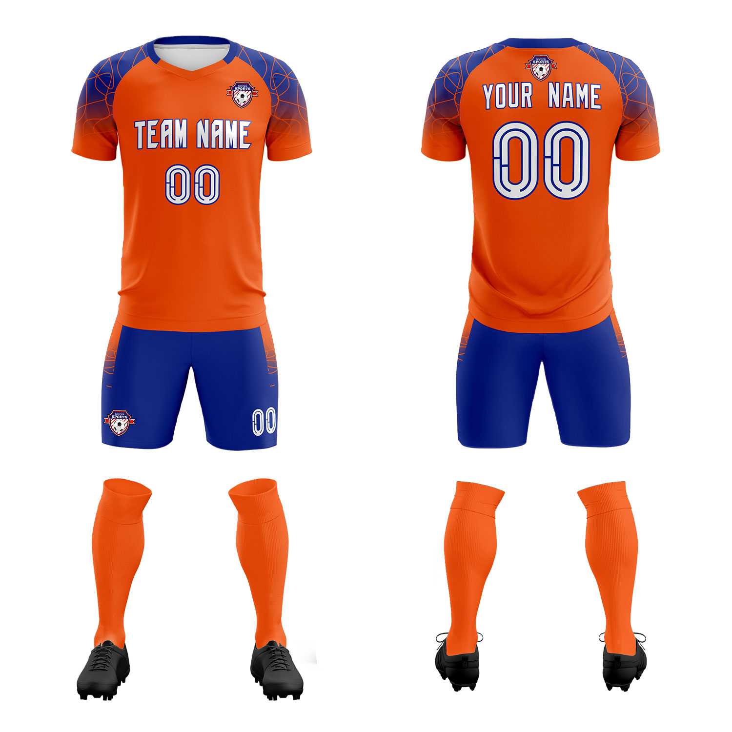 Custom Orange Classic Football Training Kit Jersey For Adults/Kids