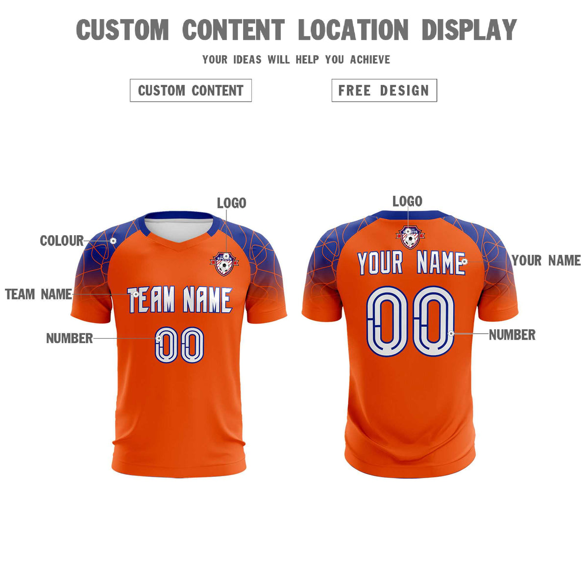 Custom Orange Classic Football Training Kit Jersey For Adults/Kids