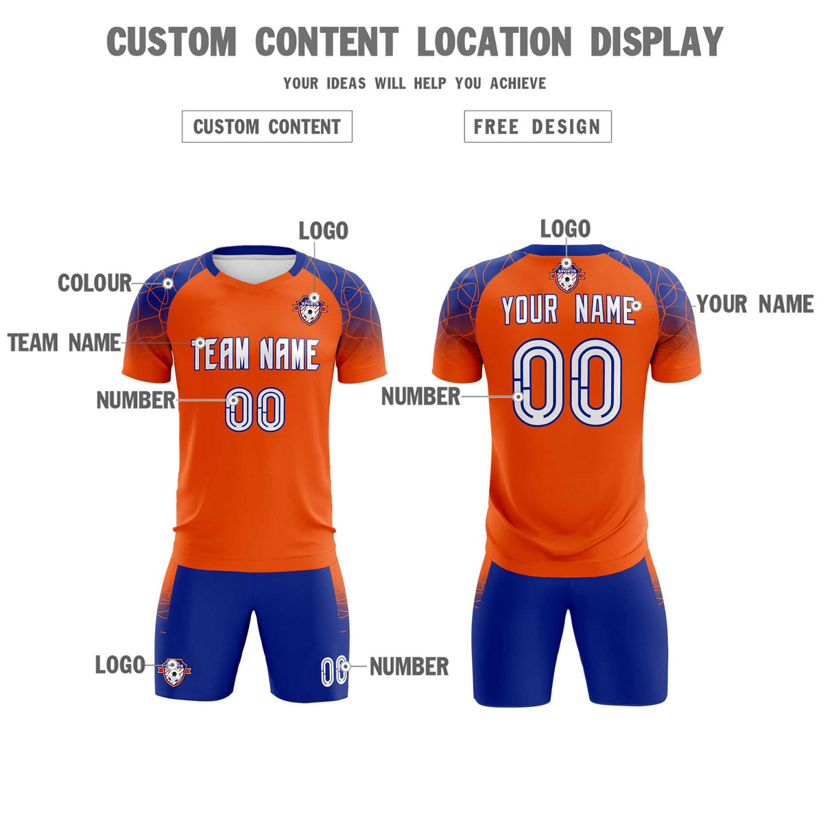 Custom Orange Classic Football Training Kit Jersey For Adults/Kids